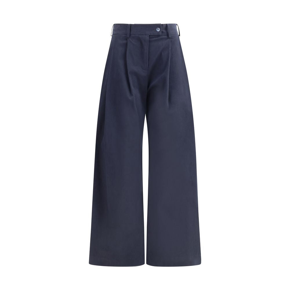 Ella Blue Cotton Casual Pants | Regal Royce
