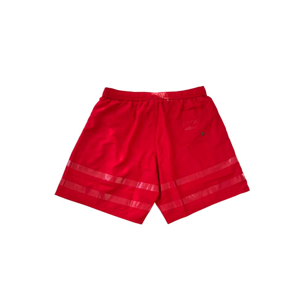 Iceberg Red Polyester Men Swim Short | Regal Royce