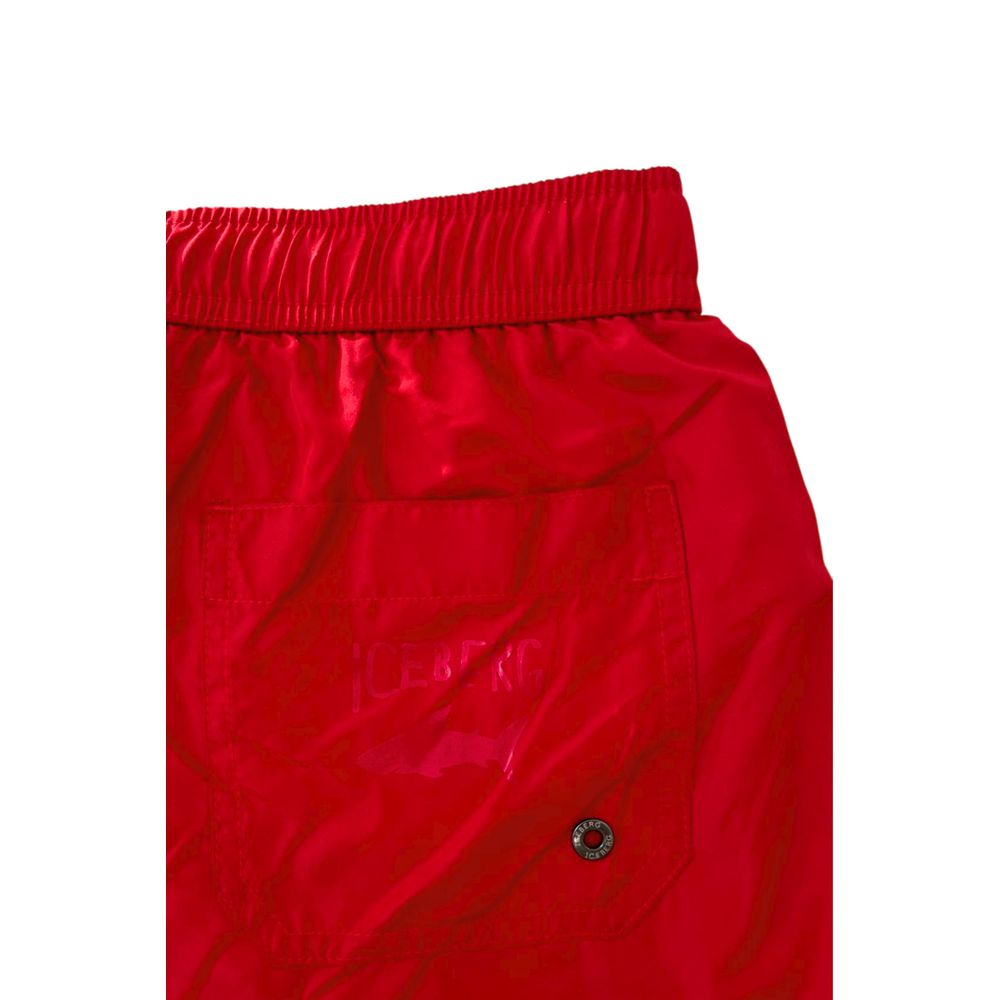 Iceberg Red Polyester Men Swim Short | Regal Royce