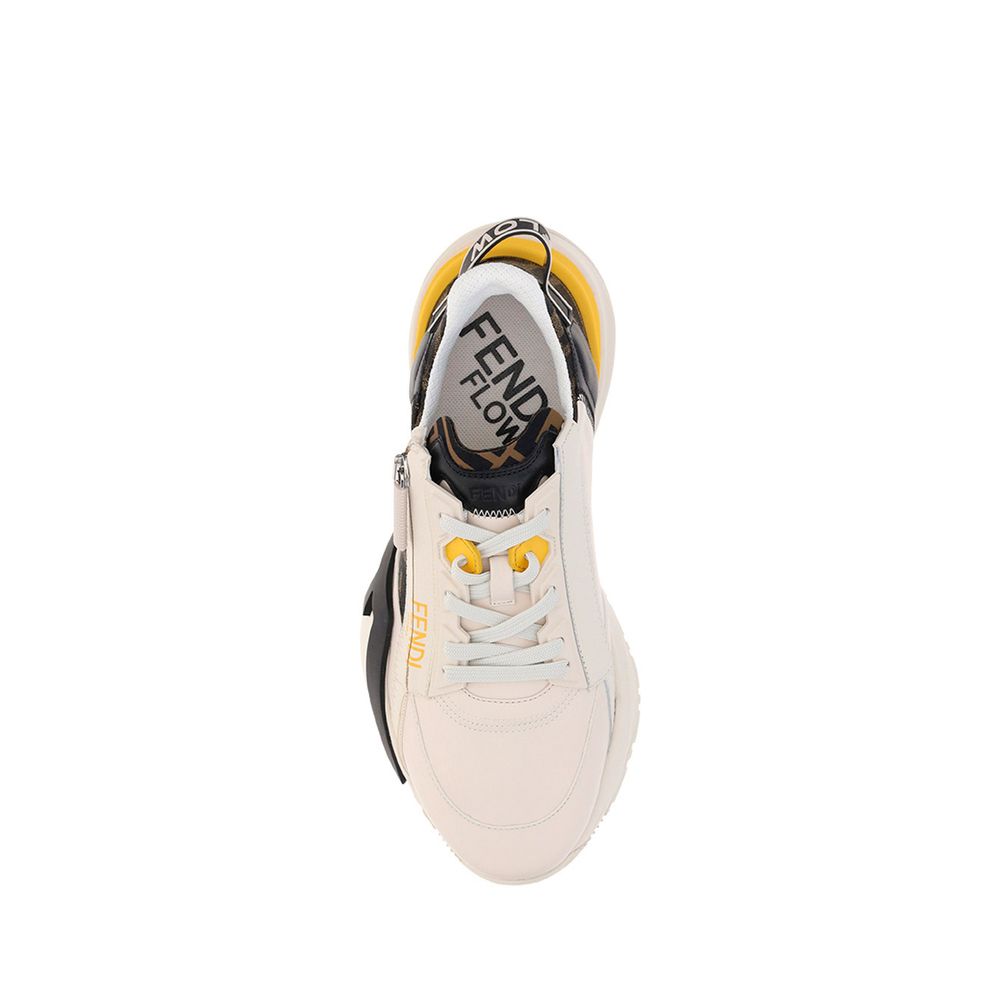 Fendi White Calf Leather Bos Taurus Athletic Sneakers | Regal Royce