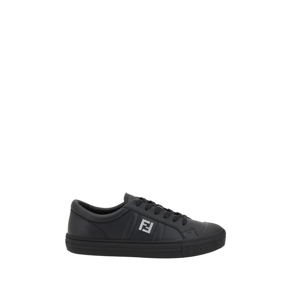 Fendi Black Calf Leather Bos Taurus Athletic Sneakers | Regal Royce