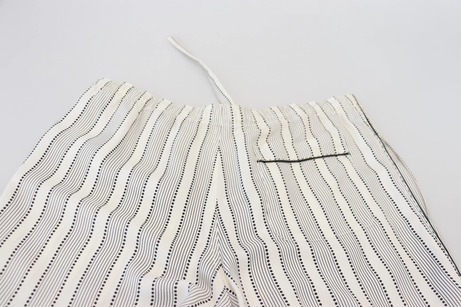 Dolce & Gabbana White Stripes Silk Lounge Trouser Pants | Regal Royce