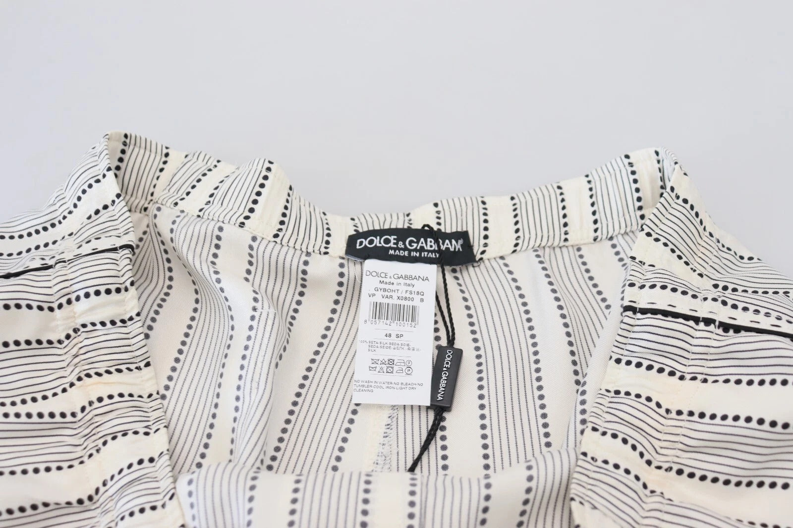 Dolce & Gabbana White Stripes Silk Lounge Trouser Pants | Regal Royce