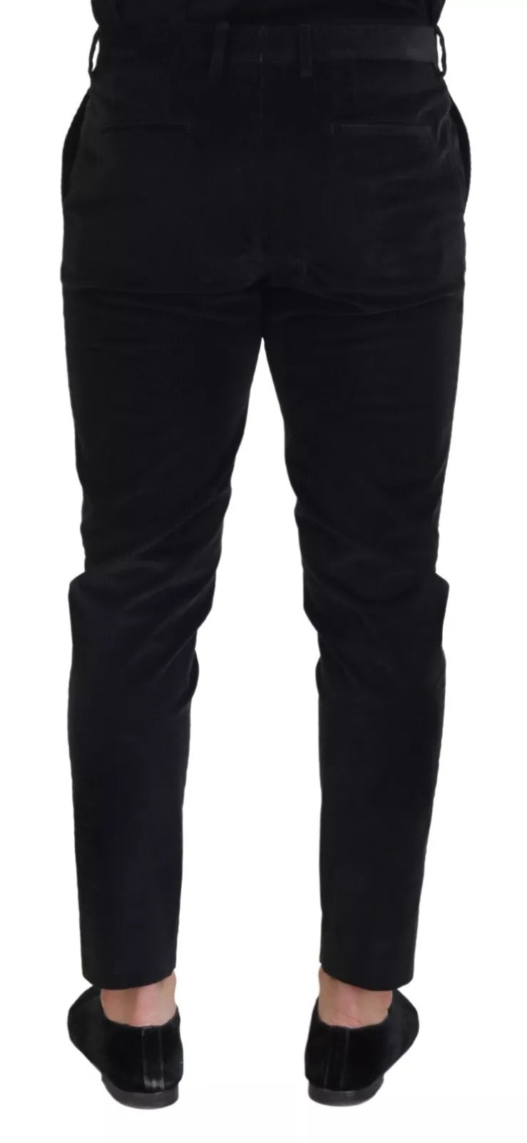 Dolce & Gabbana Black Stretch Cotton Slim Trousers Chino Pants | Regal Royce