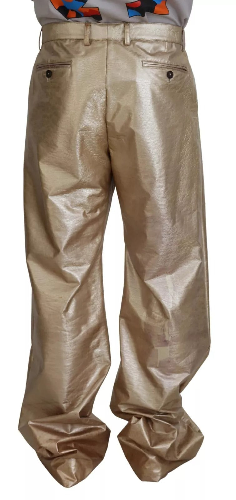 Dolce & Gabbana Metallic Gold Polyester StraightTrouser Pants | Regal Royce