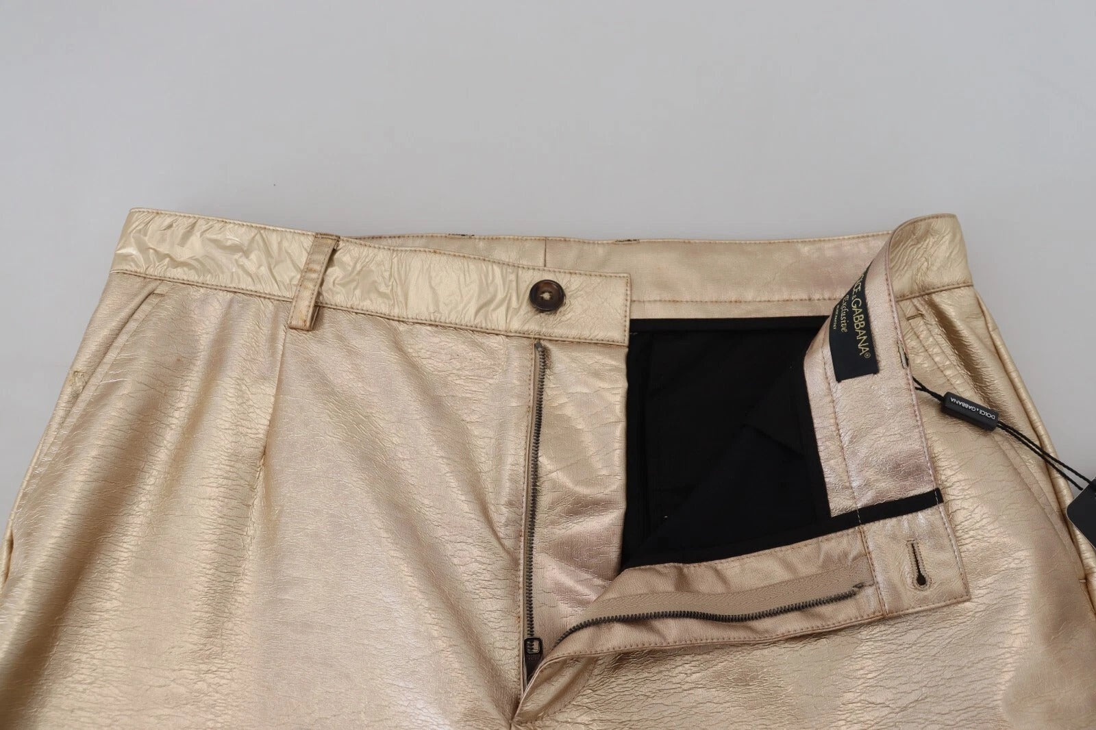 Dolce & Gabbana Metallic Gold Polyester StraightTrouser Pants | Regal Royce