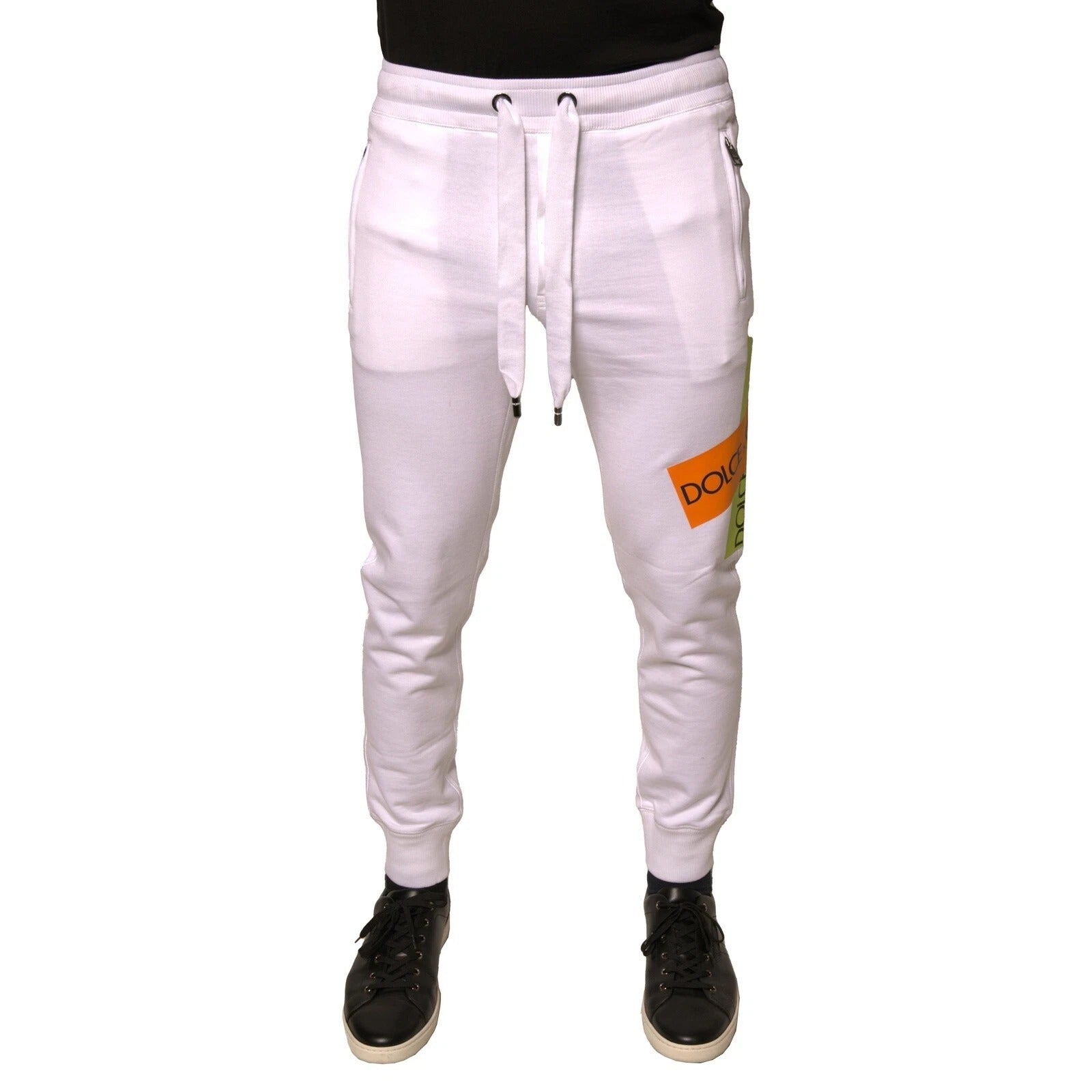 Dolce & Gabbana White Logo Tape Jogger Cotton Sweatpant Pants | Regal Royce