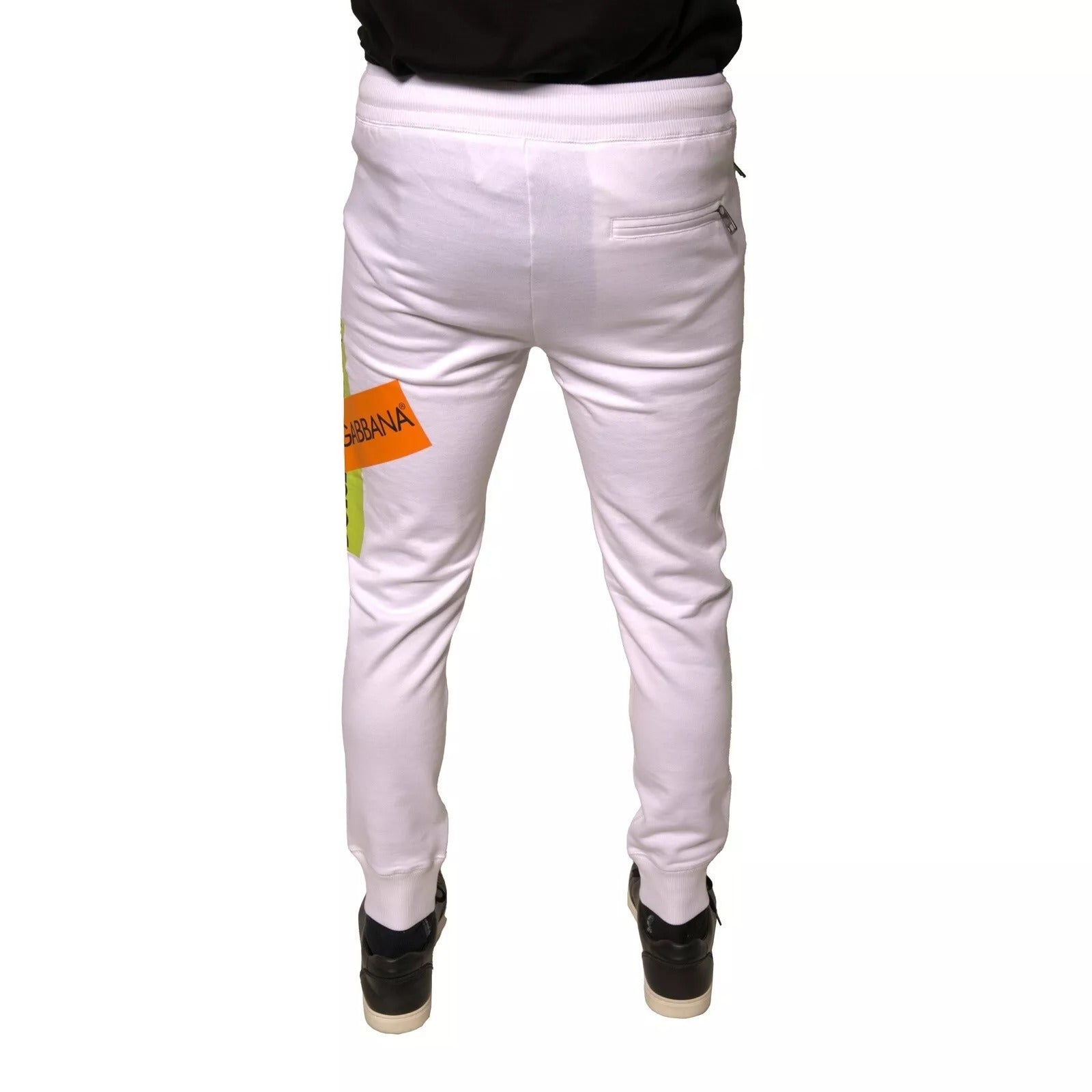 Dolce & Gabbana White Logo Tape Jogger Cotton Sweatpant Pants | Regal Royce