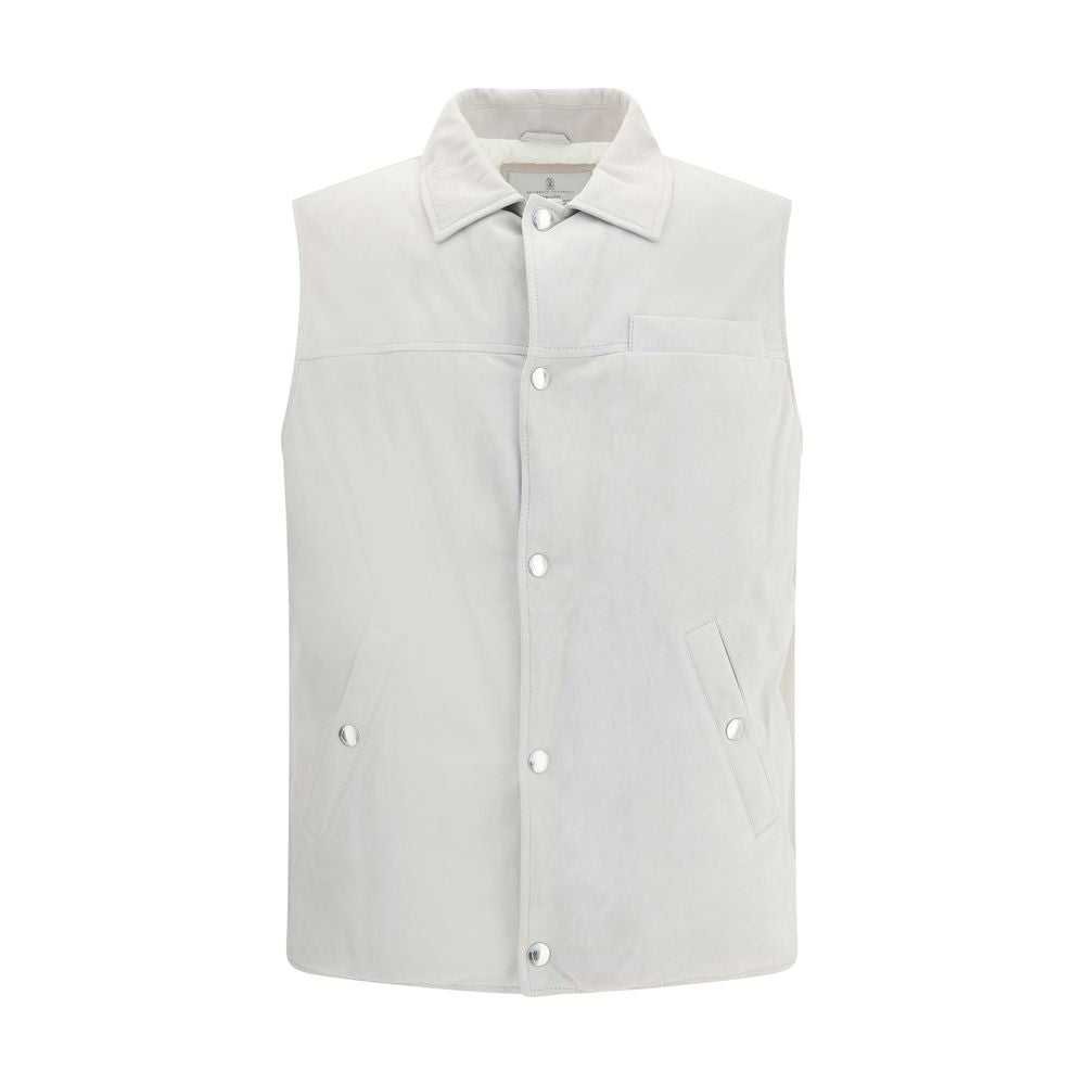 Brunello Cucinelli Gray Leather Jacket | Regal Royce