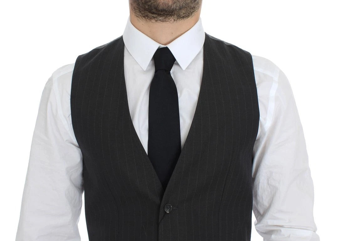 Dolce & Gabbana Gray Striped Formal Dress Gilet Vest | Regal Royce