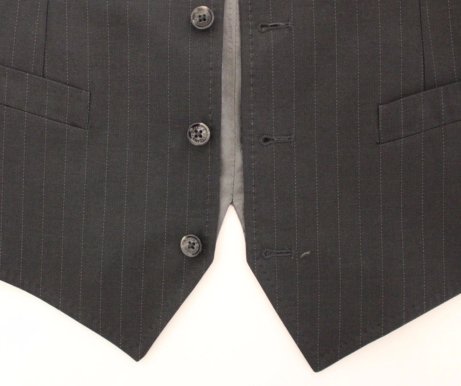 Dolce & Gabbana Gray Striped Formal Dress Gilet Vest | Regal Royce