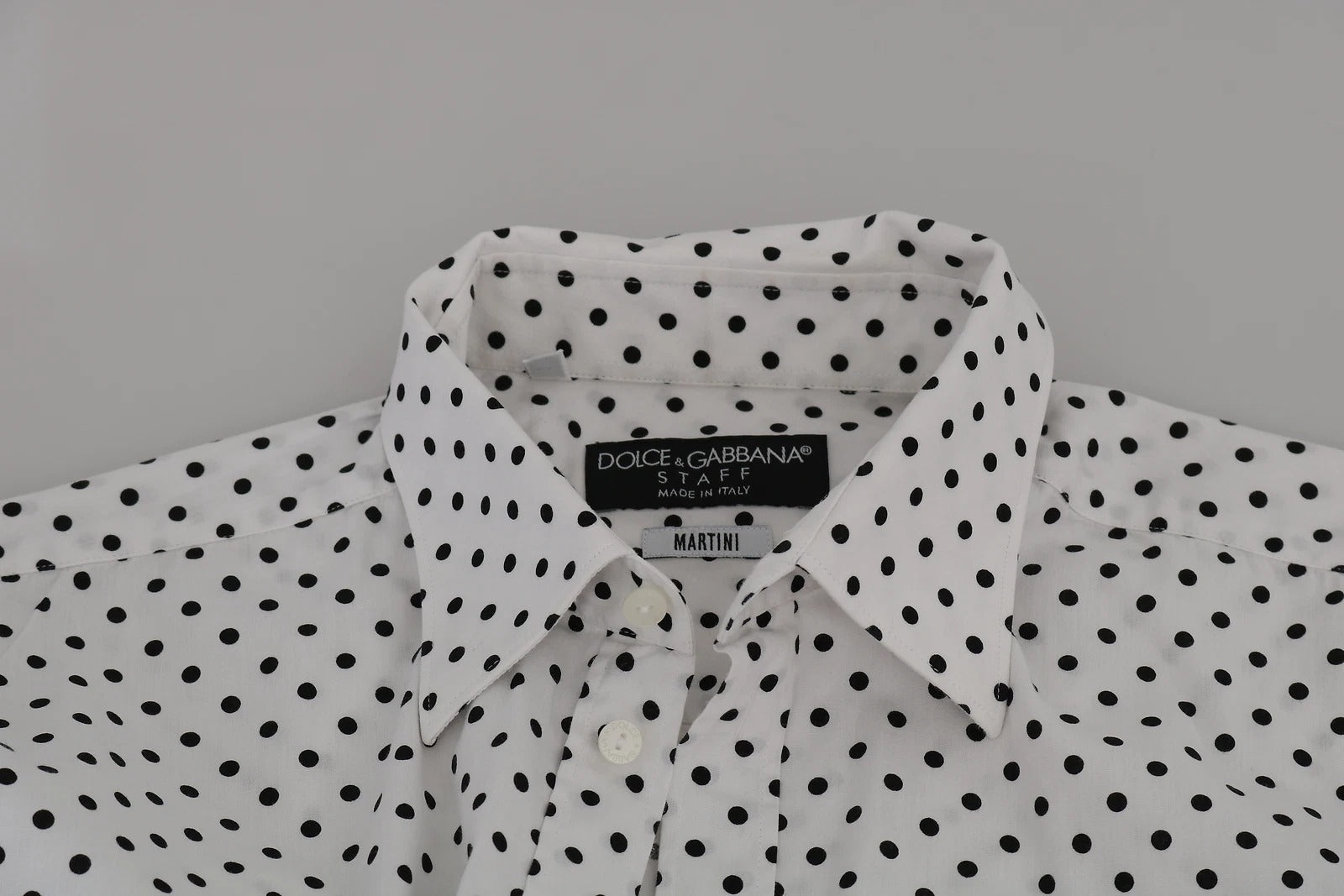Dolce & Gabbana White Dotted Dress Formal MARTINI Shirt | Regal Royce