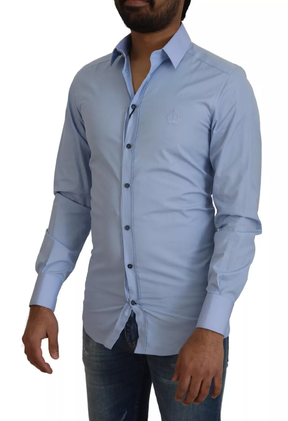 Dolce & Gabbana Light Blue Cotton Slim Fit Dress Shirt | Regal Royce