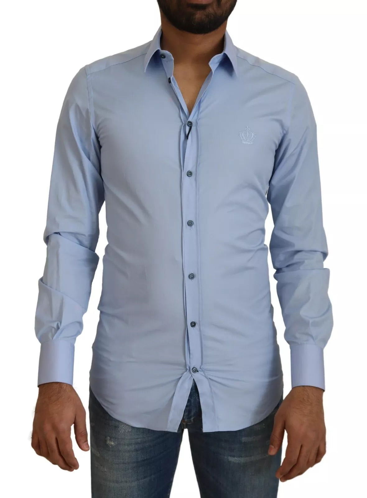 Dolce & Gabbana Light Blue Cotton Slim Fit Dress Shirt | Regal Royce