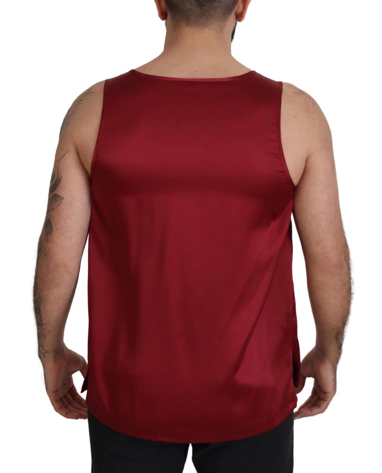 Dolce & Gabbana Red Round Neck Sleeveless Silk T-shirt | Regal Royce