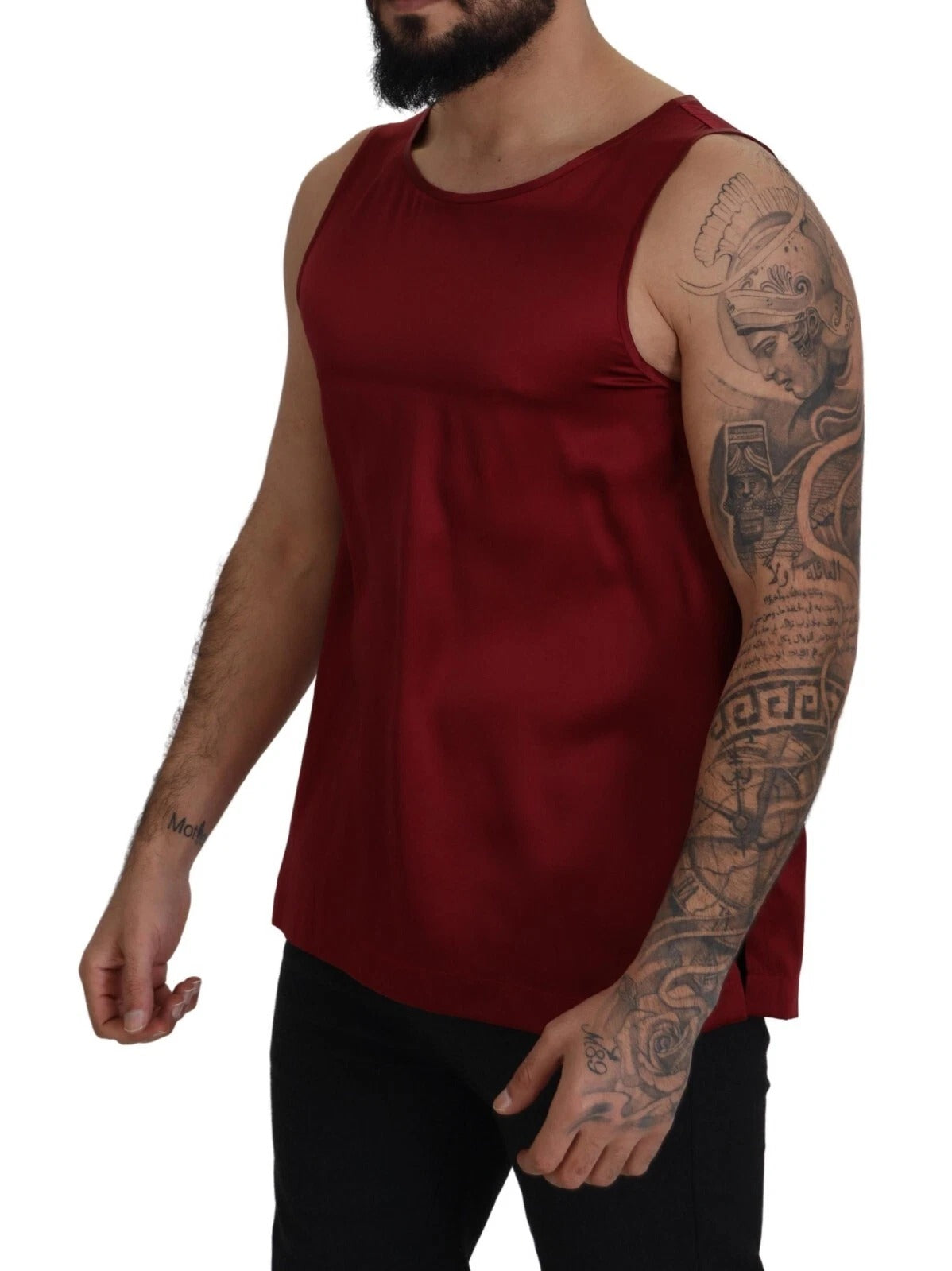 Dolce & Gabbana Red Round Neck Sleeveless Silk T-shirt | Regal Royce