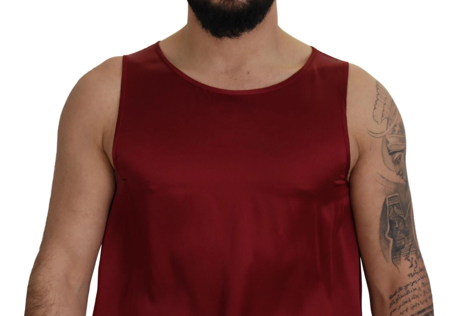 Dolce & Gabbana Red Round Neck Sleeveless Silk T-shirt | Regal Royce