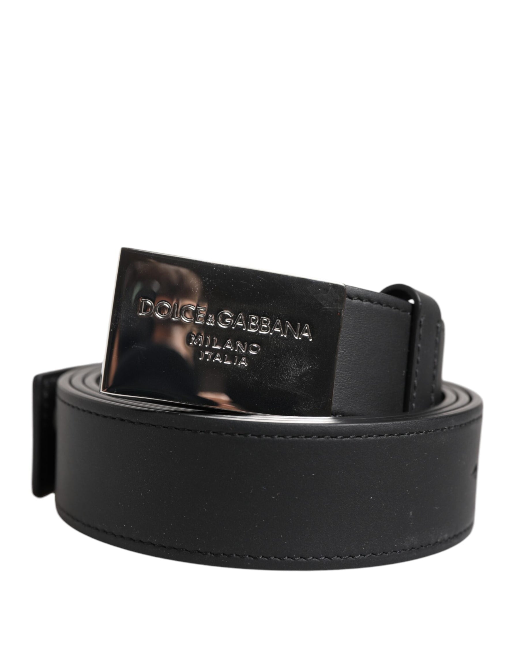 Dolce & Gabbana Black Leather Classic Metal Logo Buckle Belt | Regal Royce