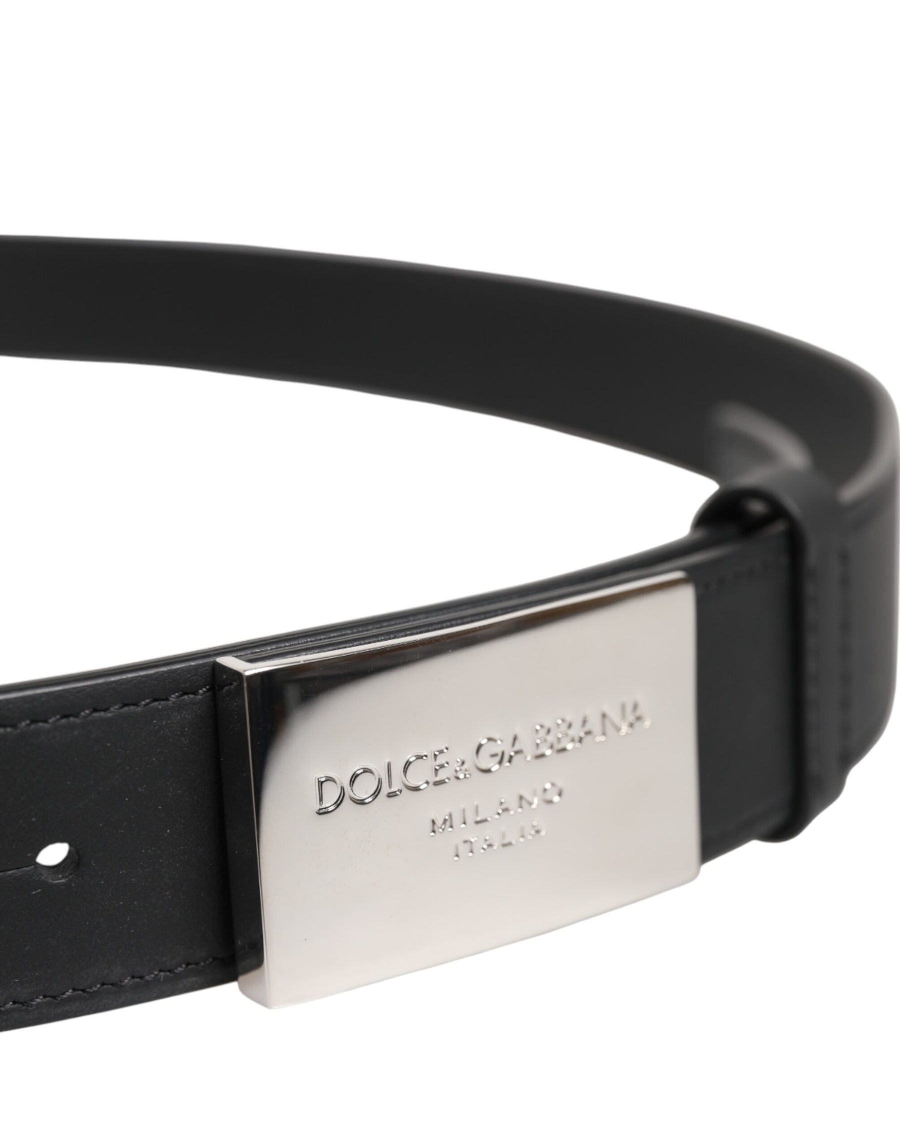 Dolce & Gabbana Black Leather Classic Metal Logo Buckle Belt | Regal Royce