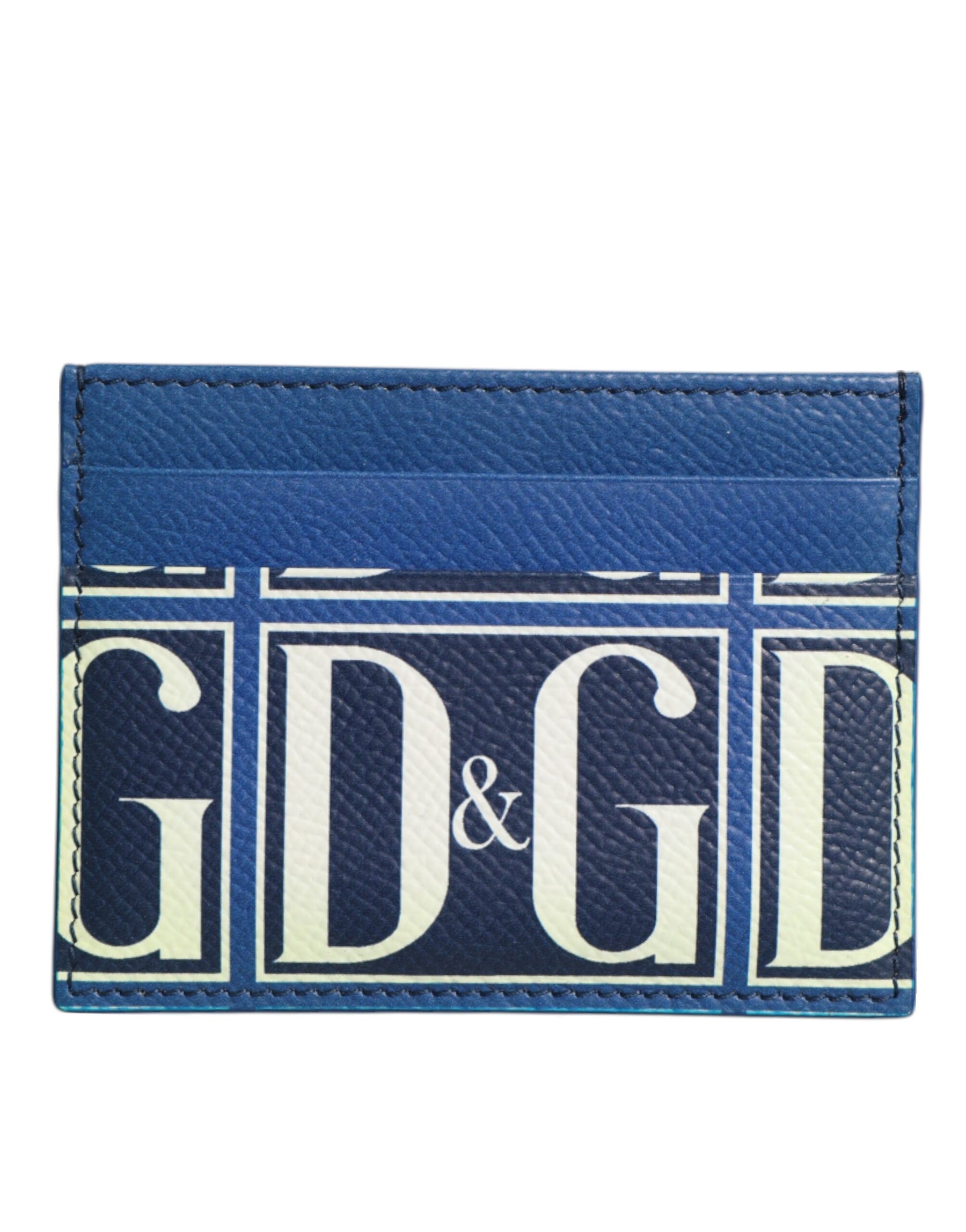 Dolce & Gabbana Blue Calf Leather DG Logo Print Monogram Card Holder Wallet | Regal Royce