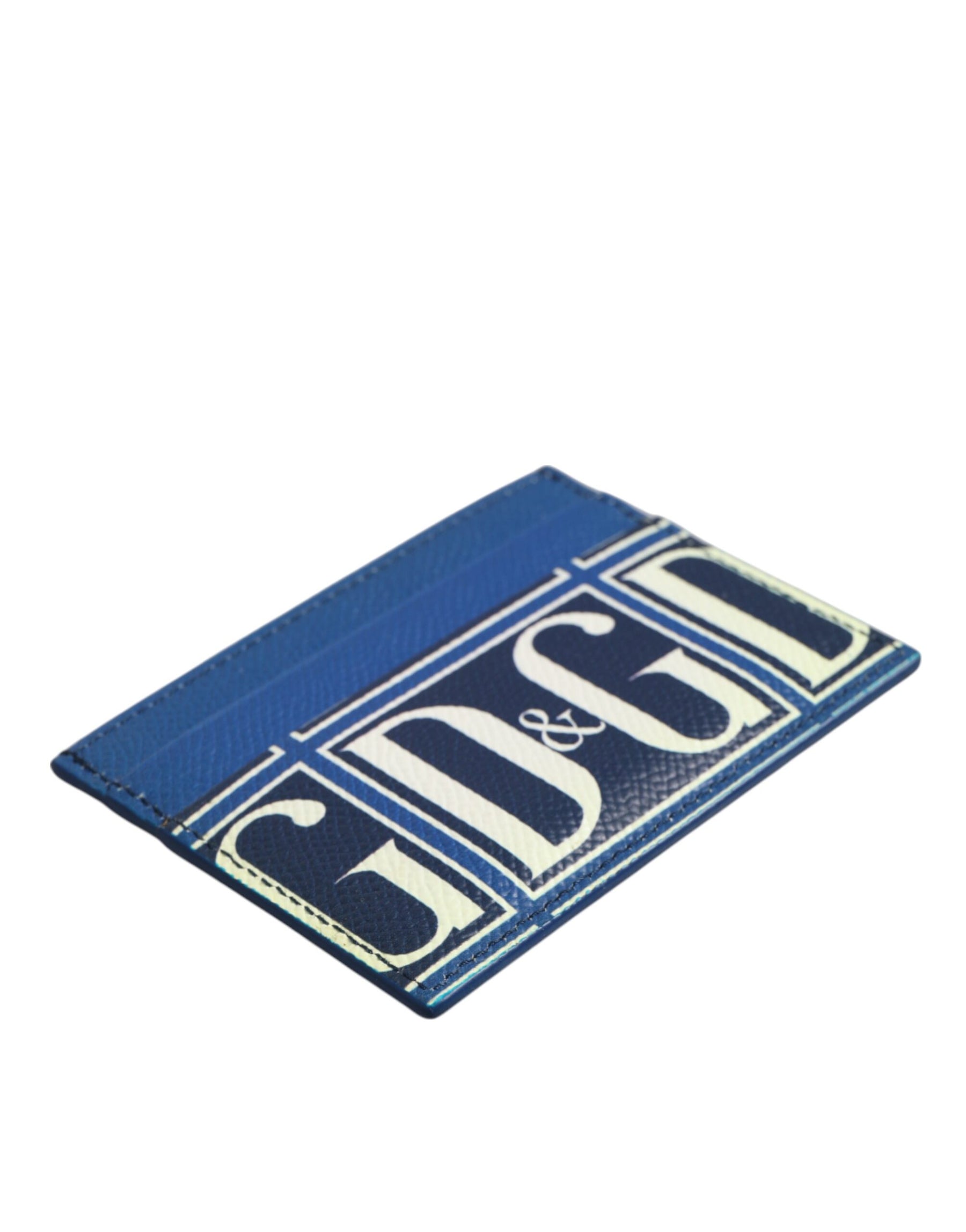 Dolce & Gabbana Blue Calf Leather DG Logo Print Monogram Card Holder Wallet | Regal Royce