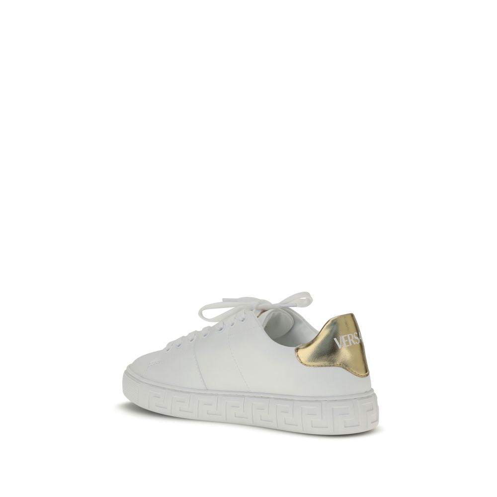 Versace White Calf Leather Bos Taurus Low Top Sneakers | Regal Royce
