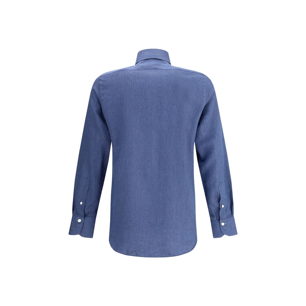 Finamore Blue Cotton Dress Shirt | Regal Royce