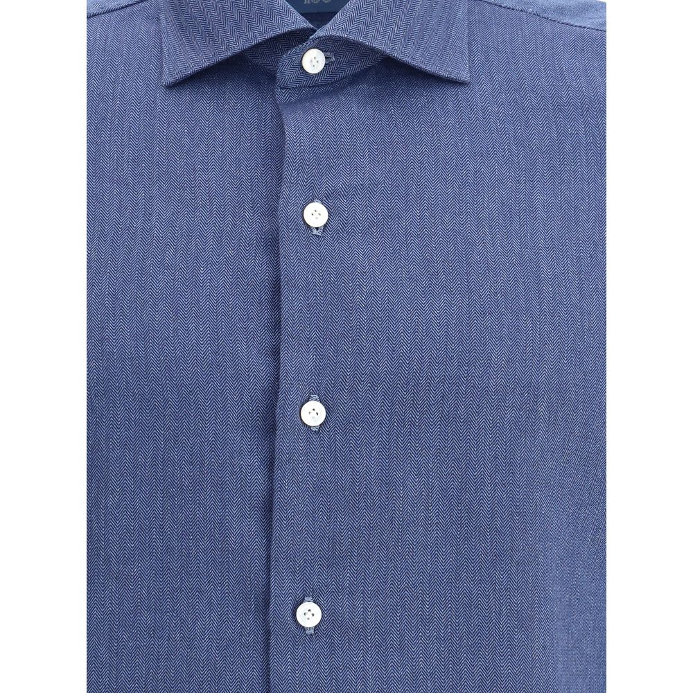 Finamore Blue Cotton Dress Shirt | Regal Royce