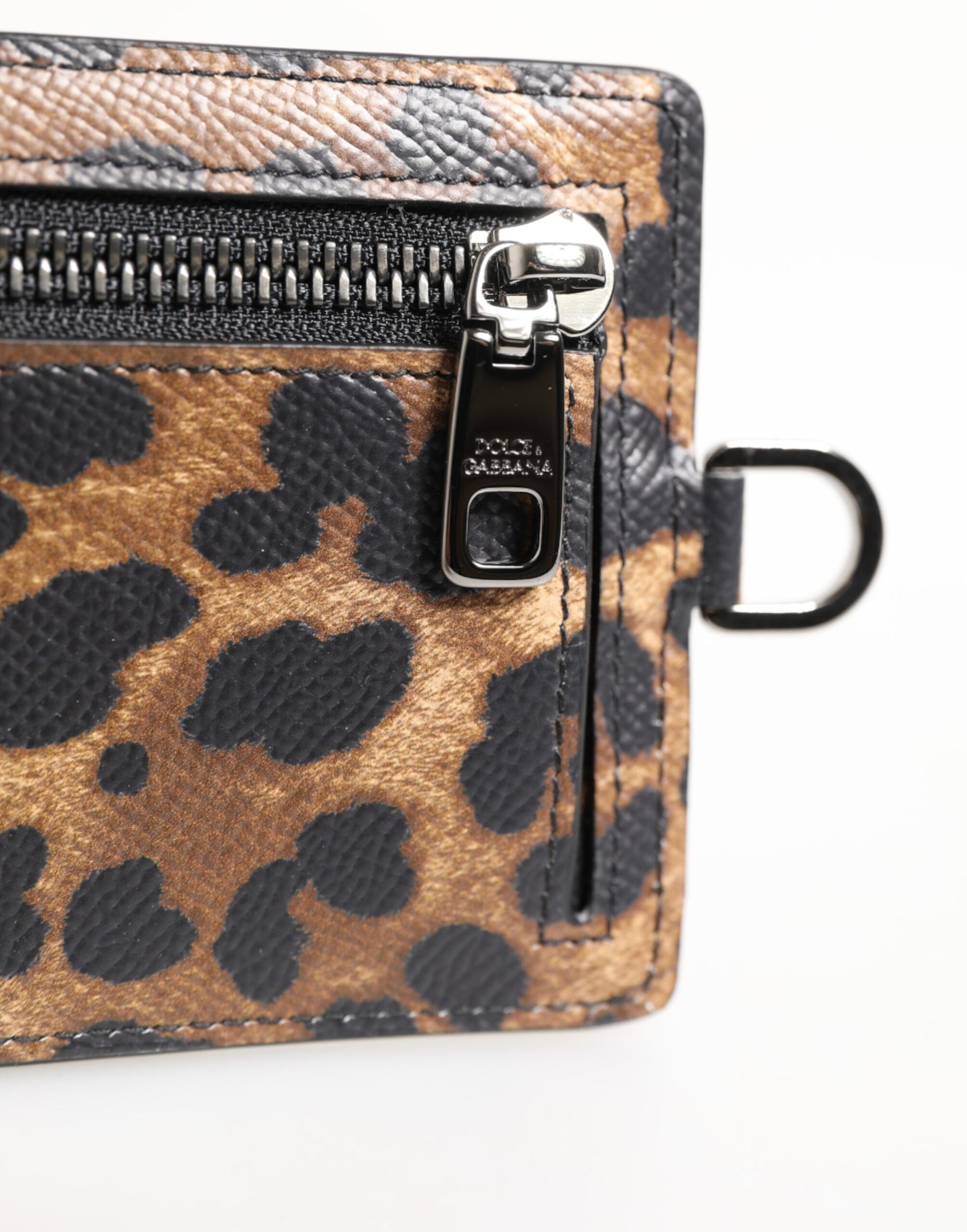Dolce & Gabbana Leopard Print Leather Embossed Lanyard Card Holder Wallet | Regal Royce