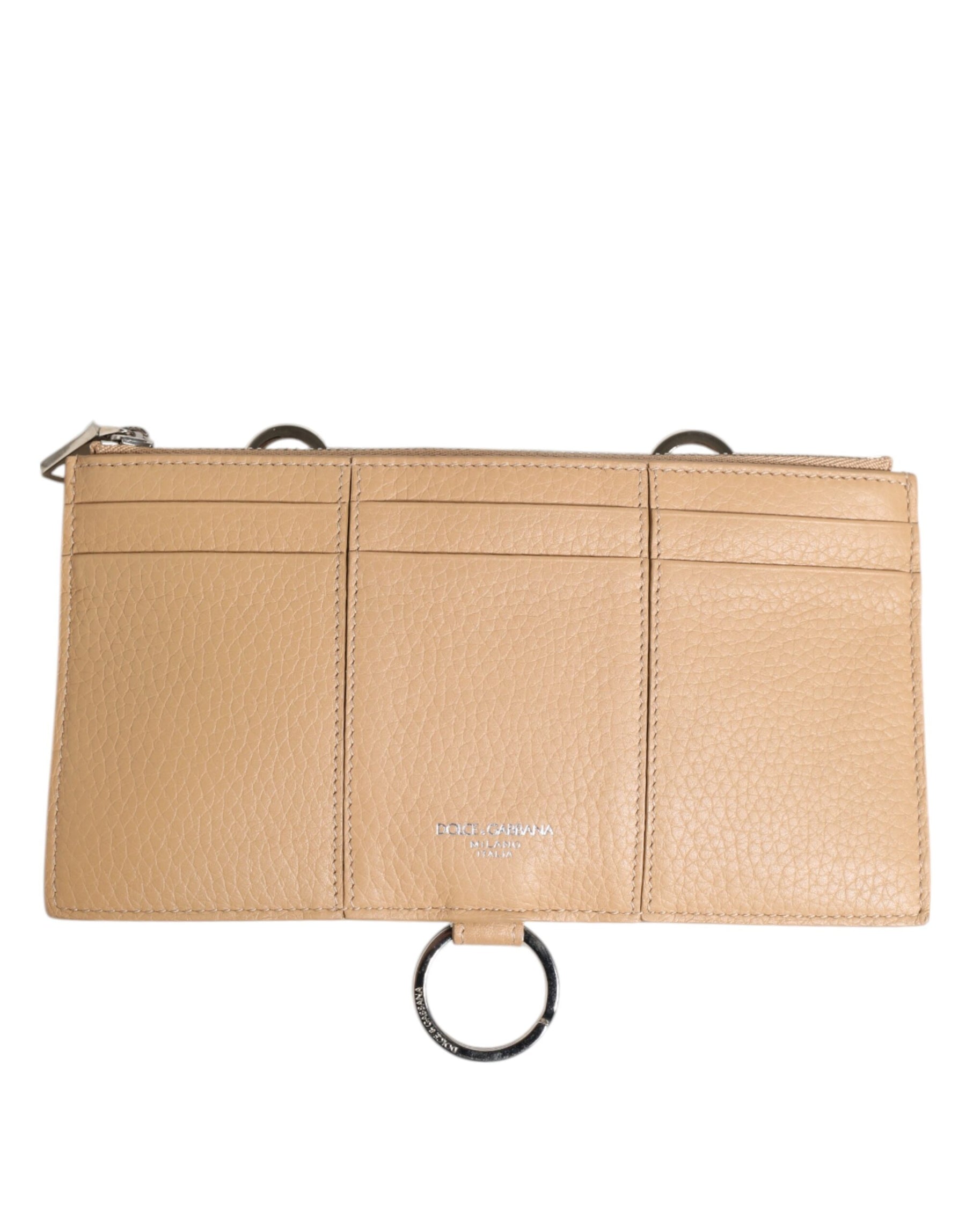 Dolce & Gabbana Beige Calfskin Leather Large Crossbody Card Holder Wallet | Regal Royce