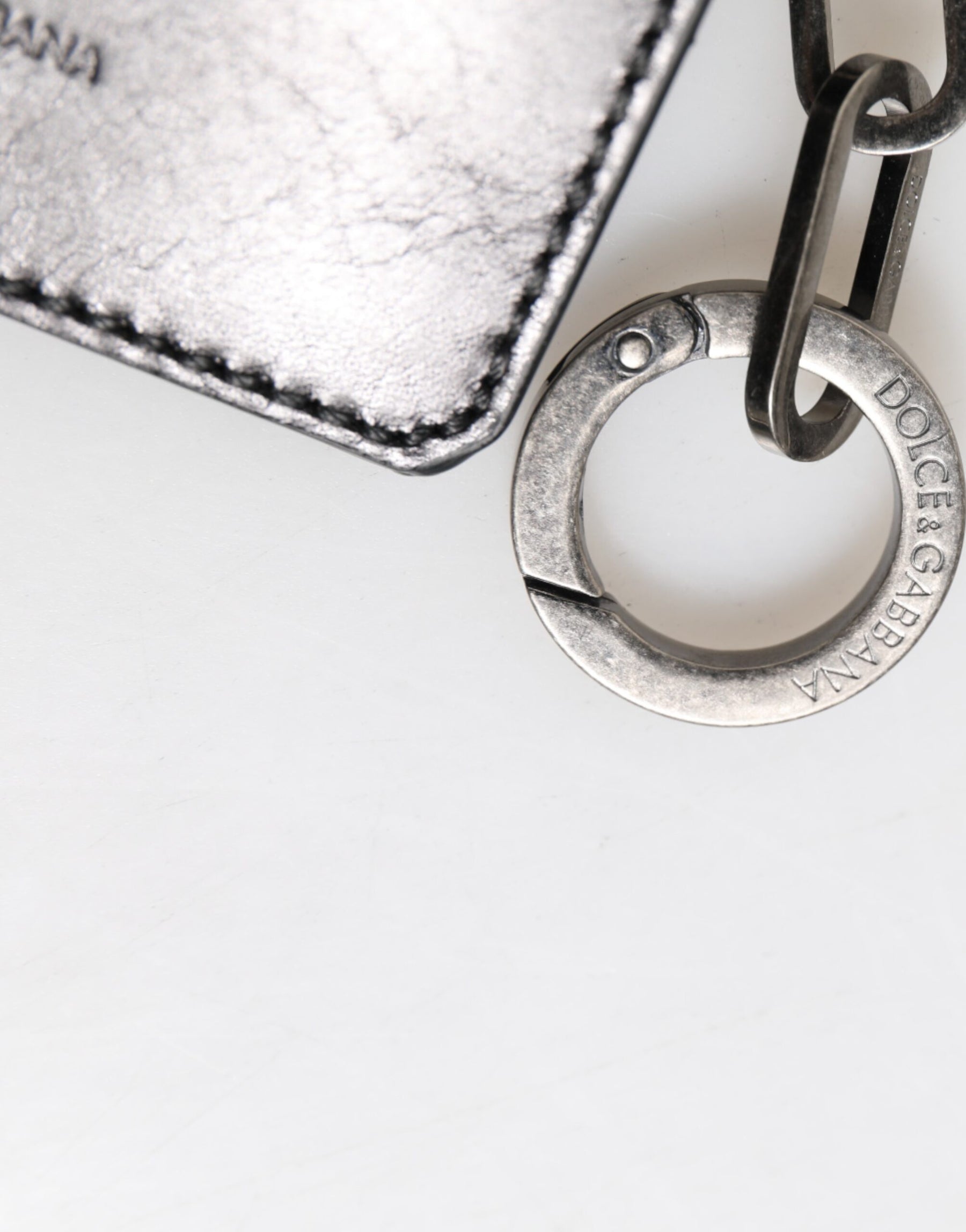 Dolce & Gabbana Wallet Black Leather Logo Embossed Key Chain Card Holder Wallet | Regal Royce