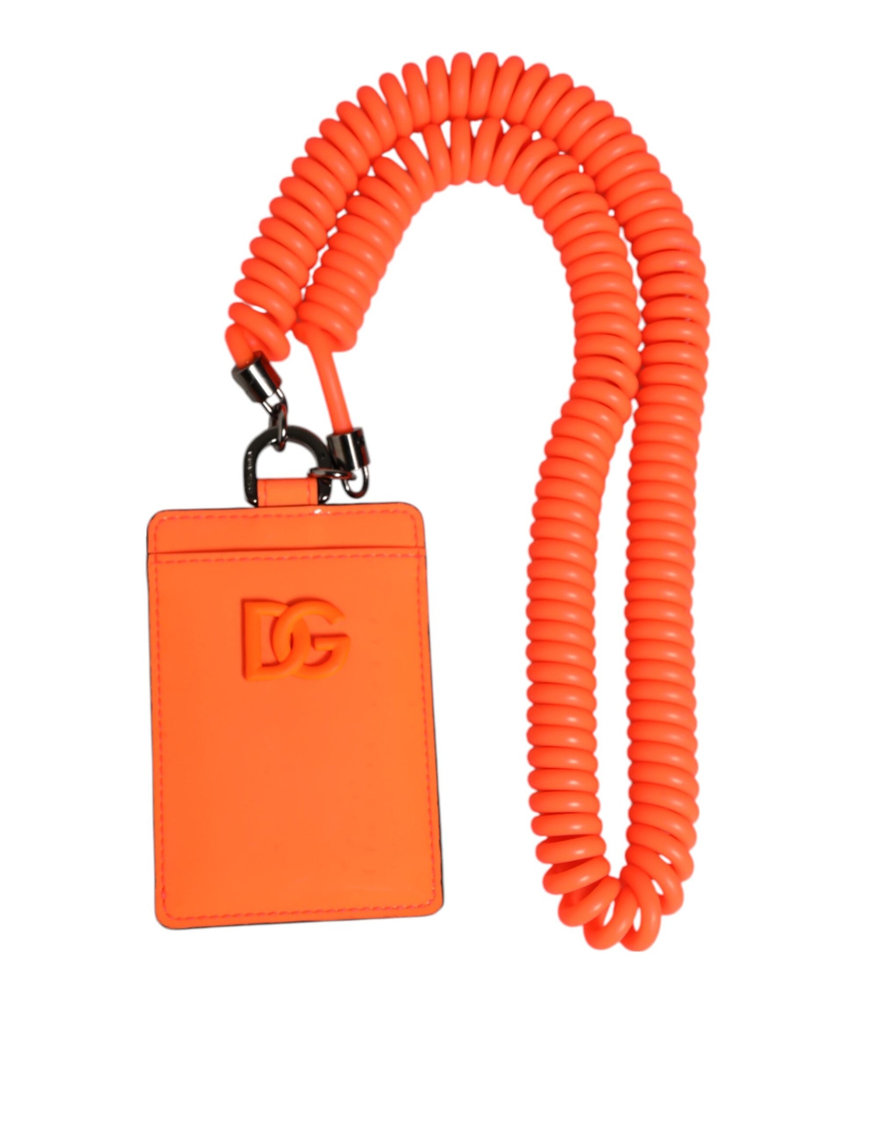 Dolce & Gabbana Orange Leather Logo Embossed Lanyard Card Holder Wallet | Regal Royce