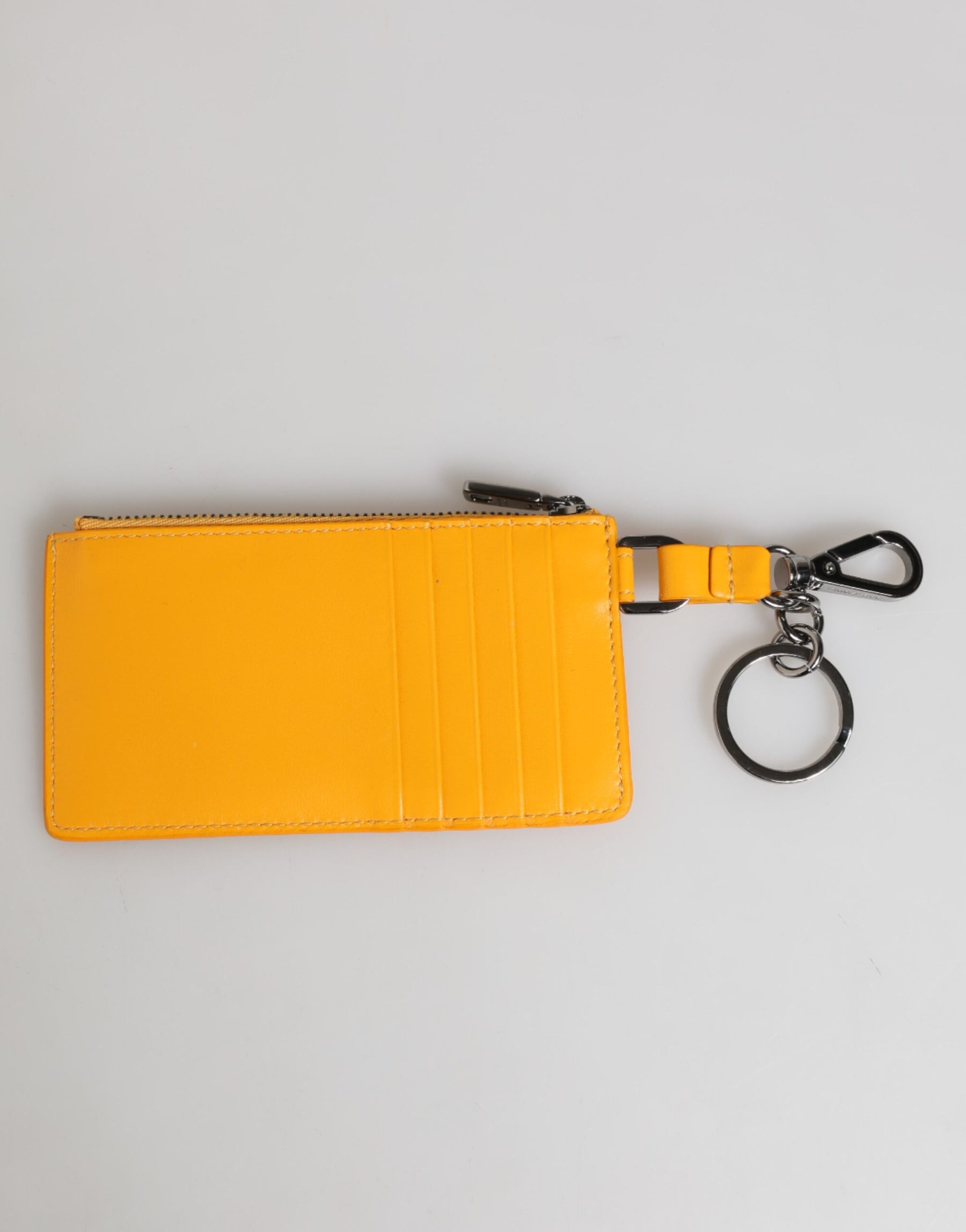 Dolce & Gabbana Yellow Orange Leather Credit Card Key Holder Clip On Wallet | Regal Royce