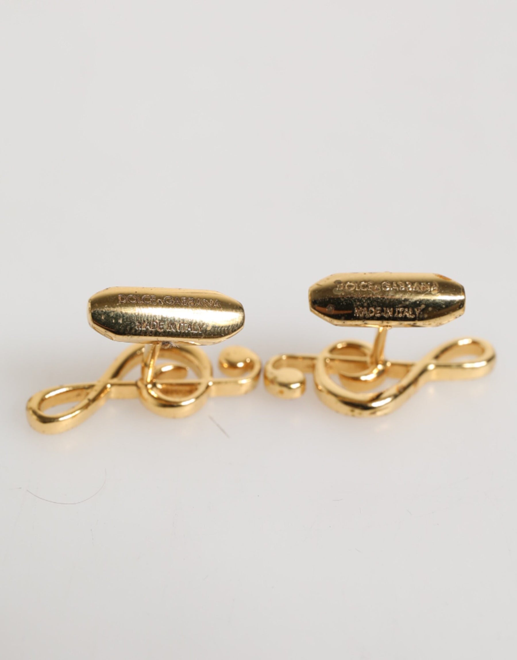 Dolce & Gabbana Gold Musical Note Metal Brass Pin Men Accessory Cufflinks | Regal Royce