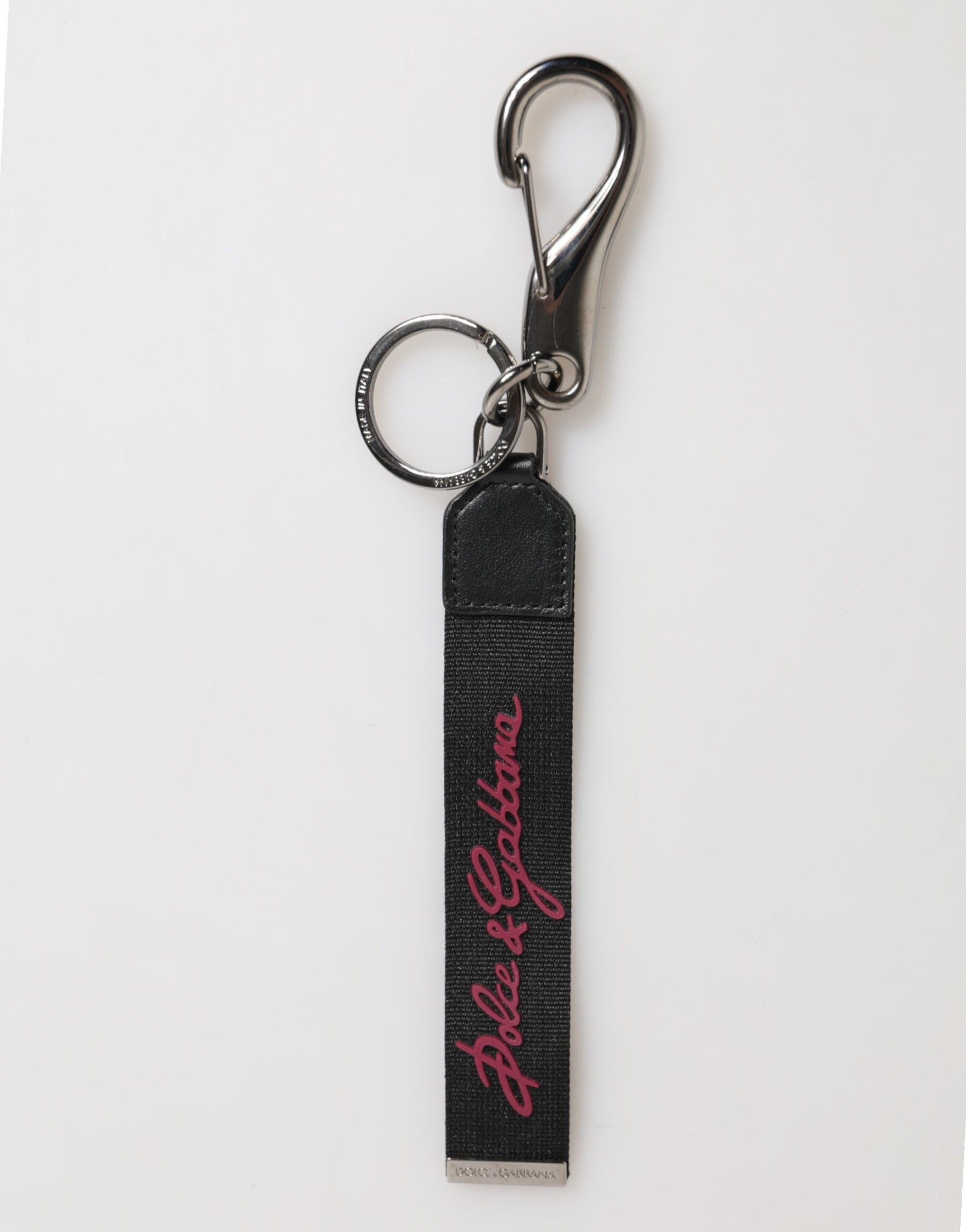 Dolce & Gabbana Black Burgundy Polyester DG Logo Men Keychain Keyring | Regal Royce