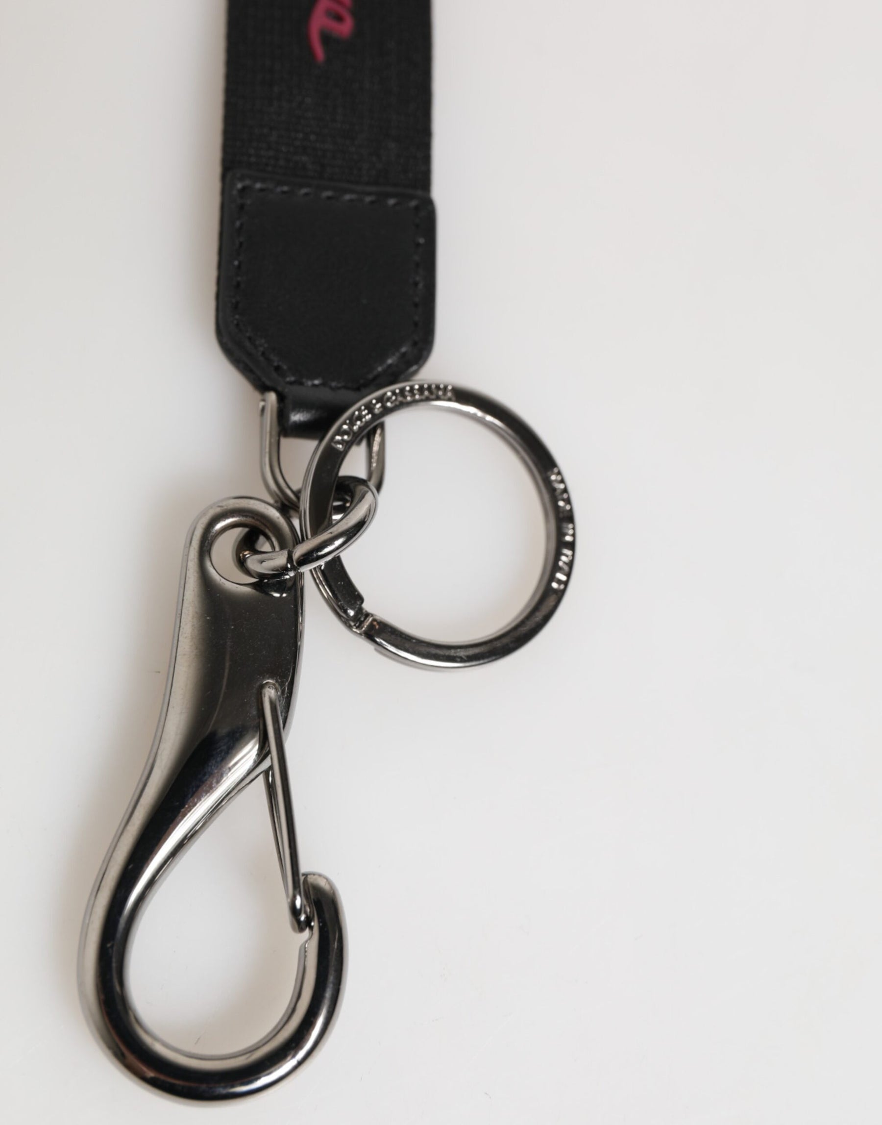 Dolce & Gabbana Black Burgundy Polyester DG Logo Men Keychain Keyring | Regal Royce