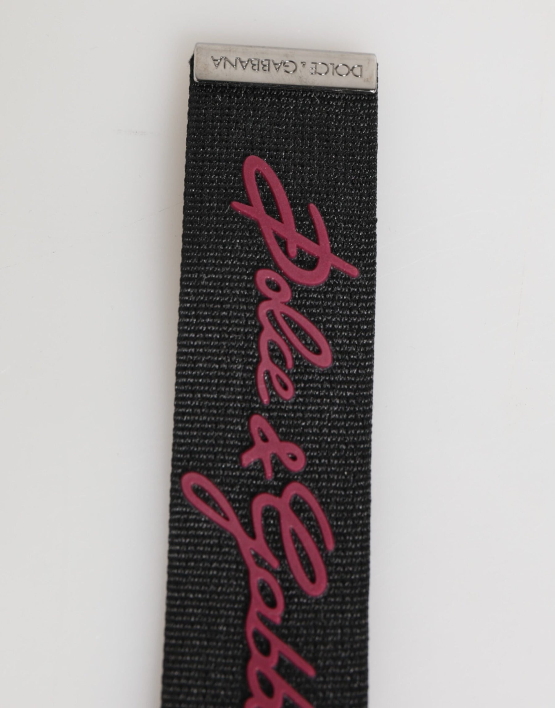 Dolce & Gabbana Black Burgundy Polyester DG Logo Men Keychain Keyring | Regal Royce