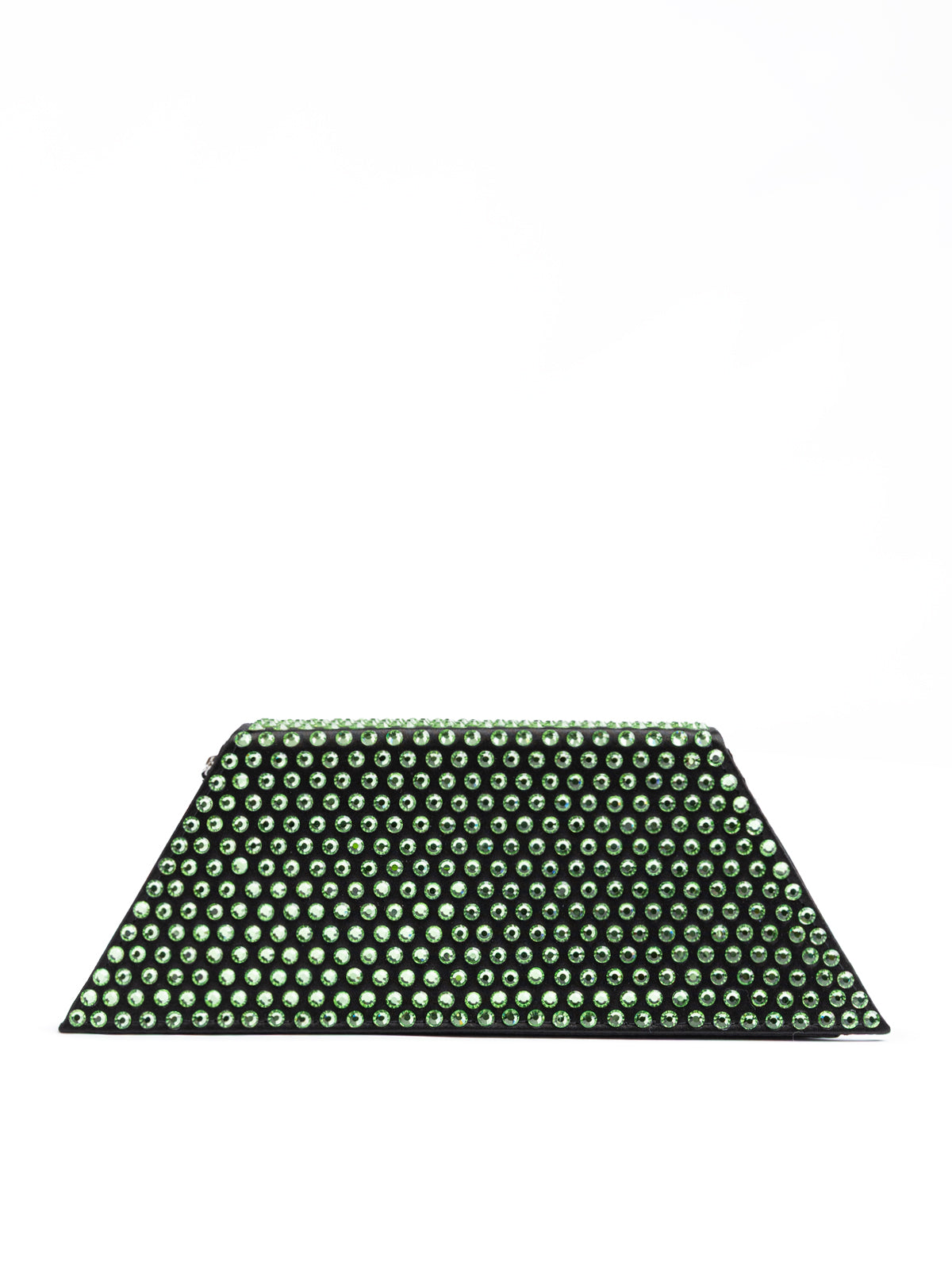 Amina Muaddi Mini Black Satin And Green Crystals Shoulder Bag | Regal Royce