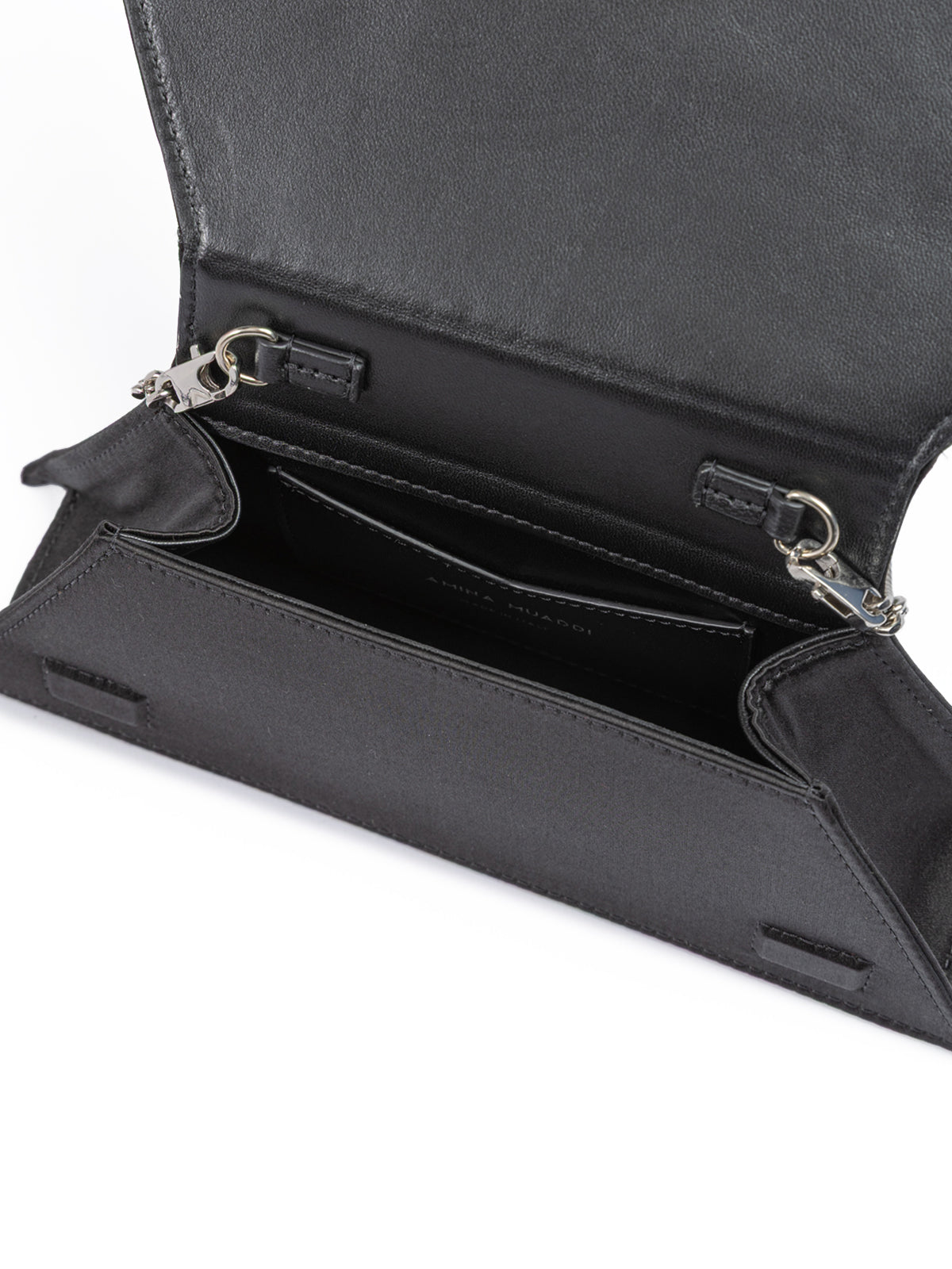 Amina Muaddi Mini Black Satin And Green Crystals Shoulder Bag | Regal Royce