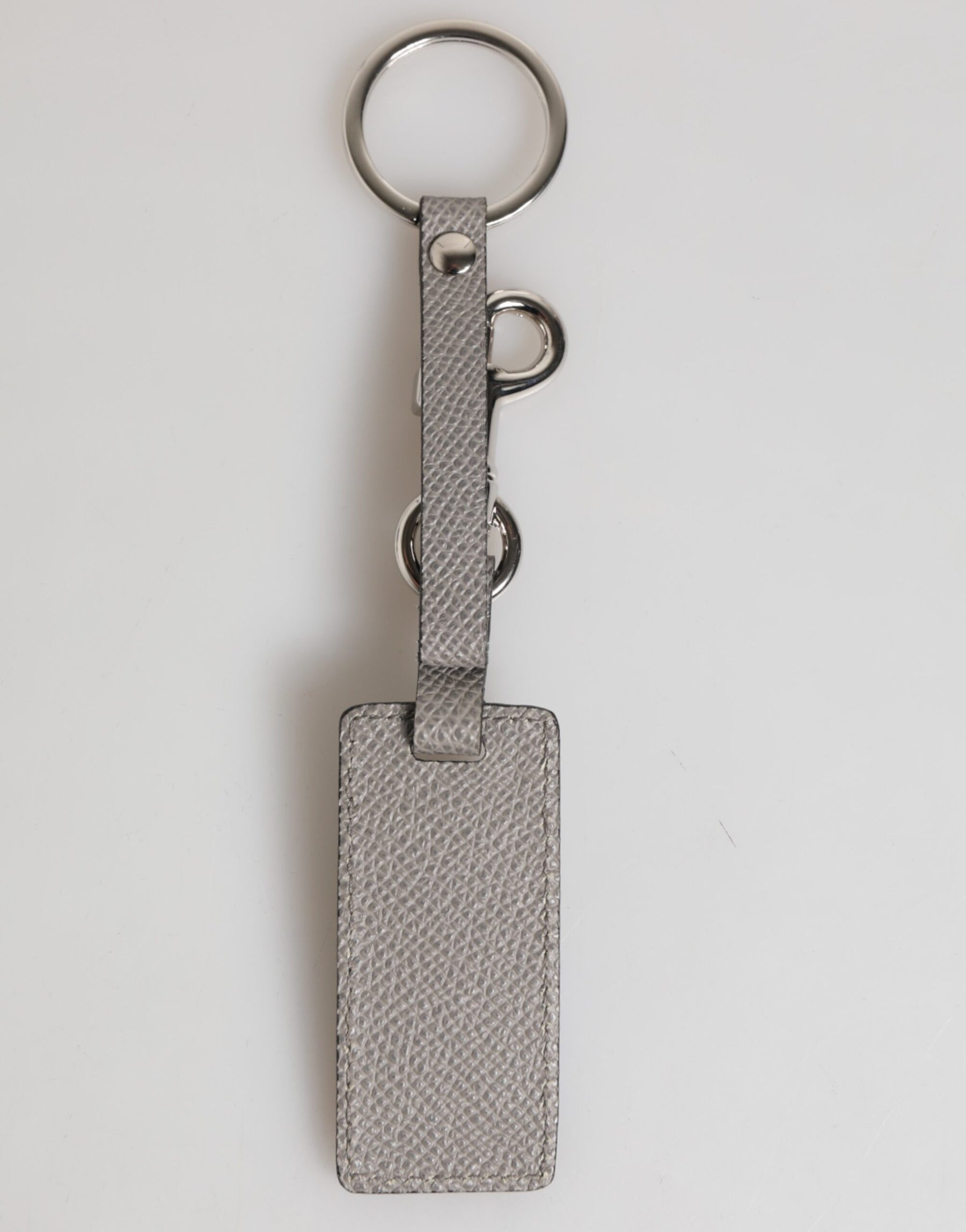 Dolce & Gabbana Gray Leather Logo Metal Ring Keychain Holder Men Keyring | Regal Royce