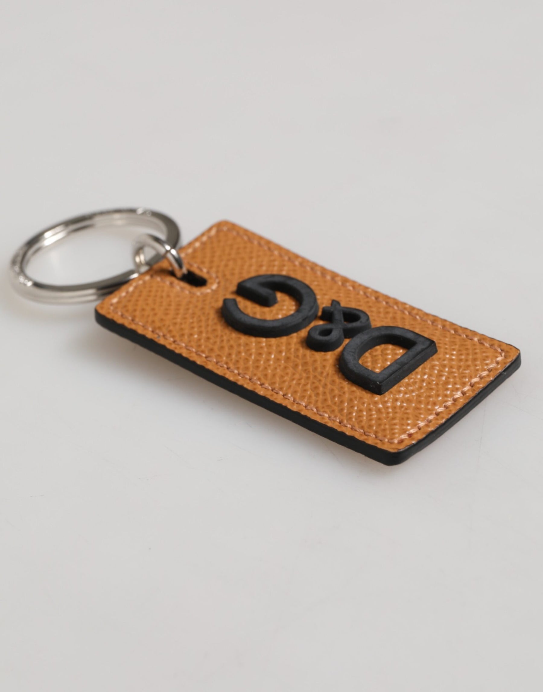 Dolce & Gabbana Brown Leather Logo Metal Ring Keychain Holder Men Keyring | Regal Royce