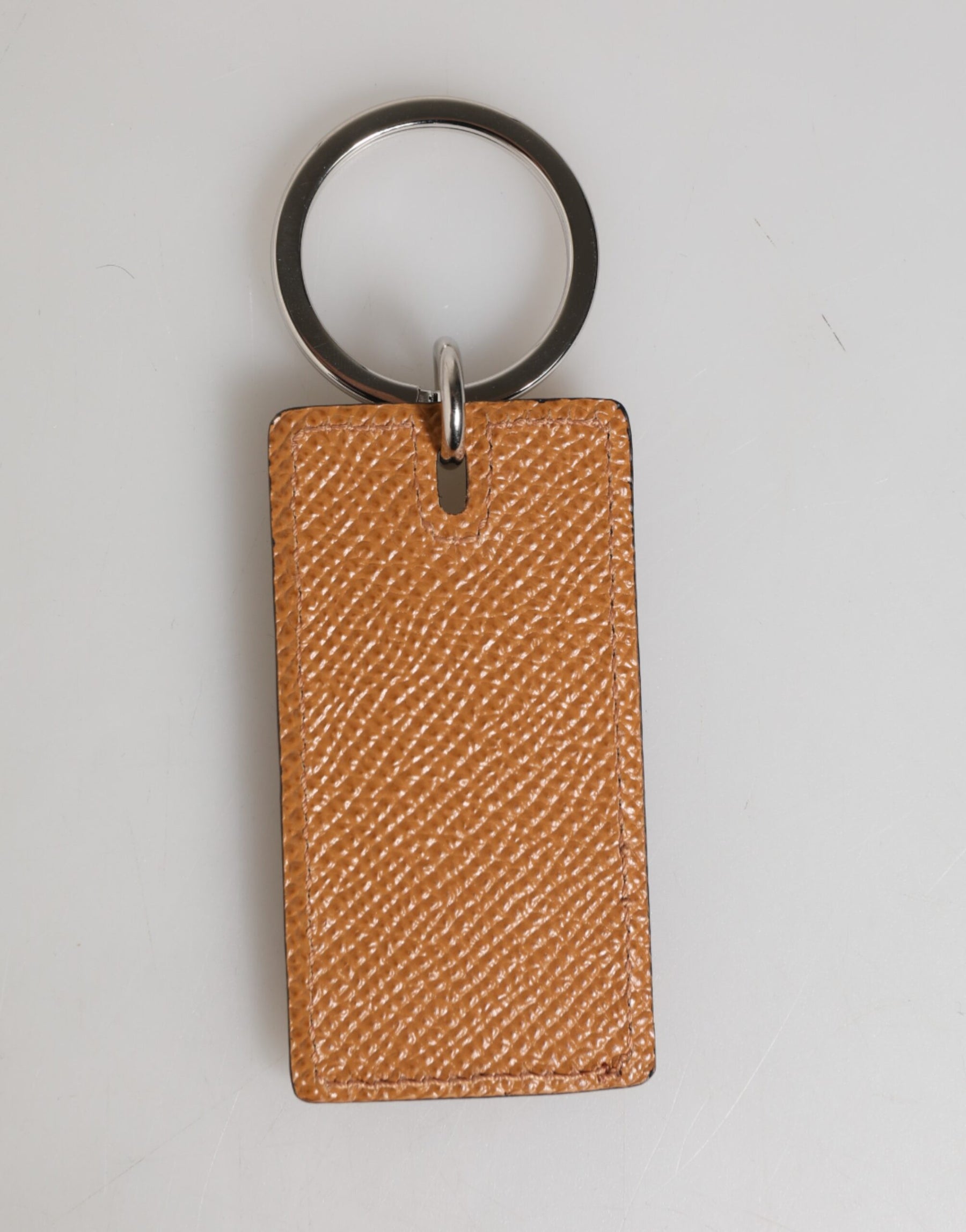 Dolce & Gabbana Brown Leather Logo Metal Ring Keychain Holder Men Keyring | Regal Royce