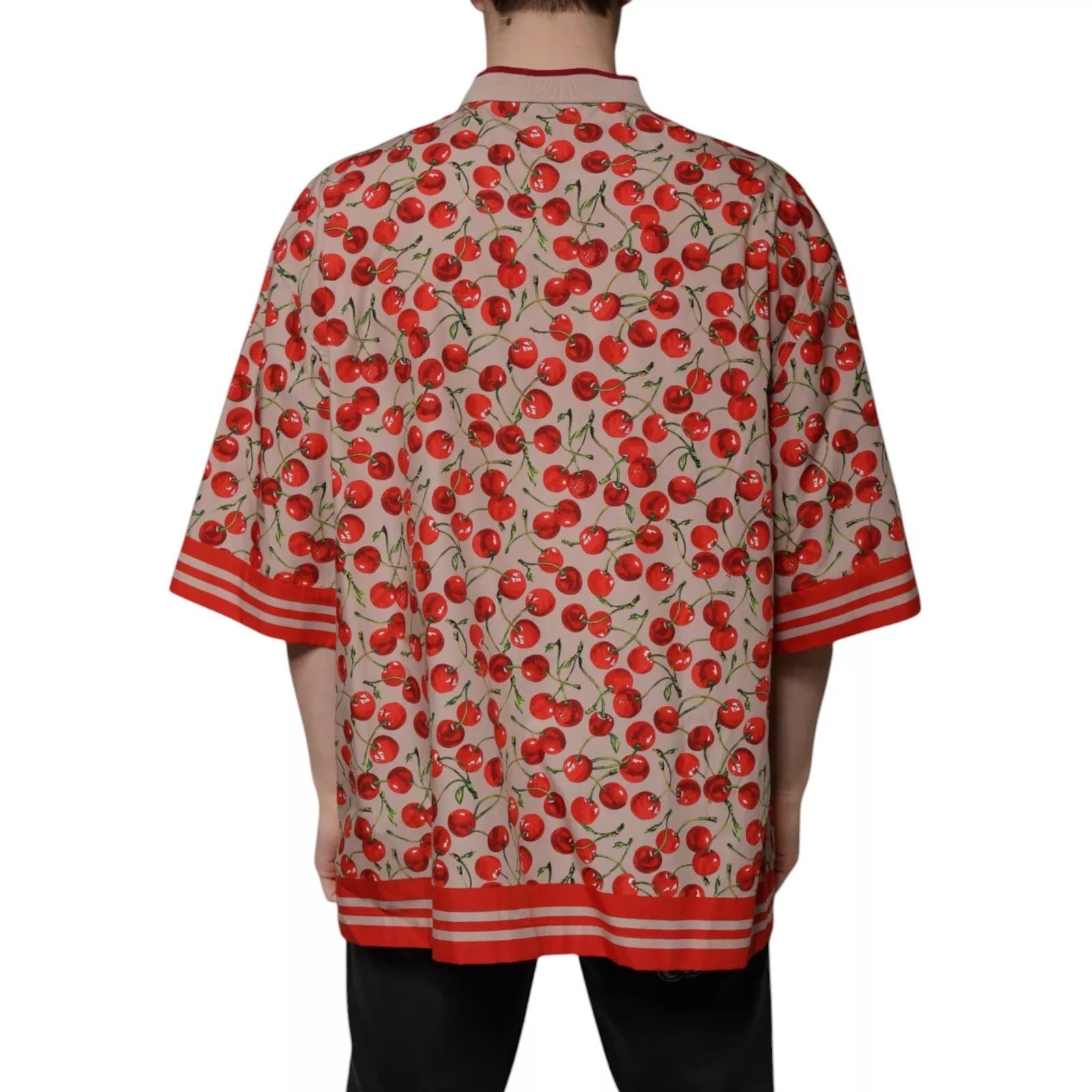 Dolce & Gabbana Beige Cherry Nylon Buttoned Casual Shirt | Regal Royce