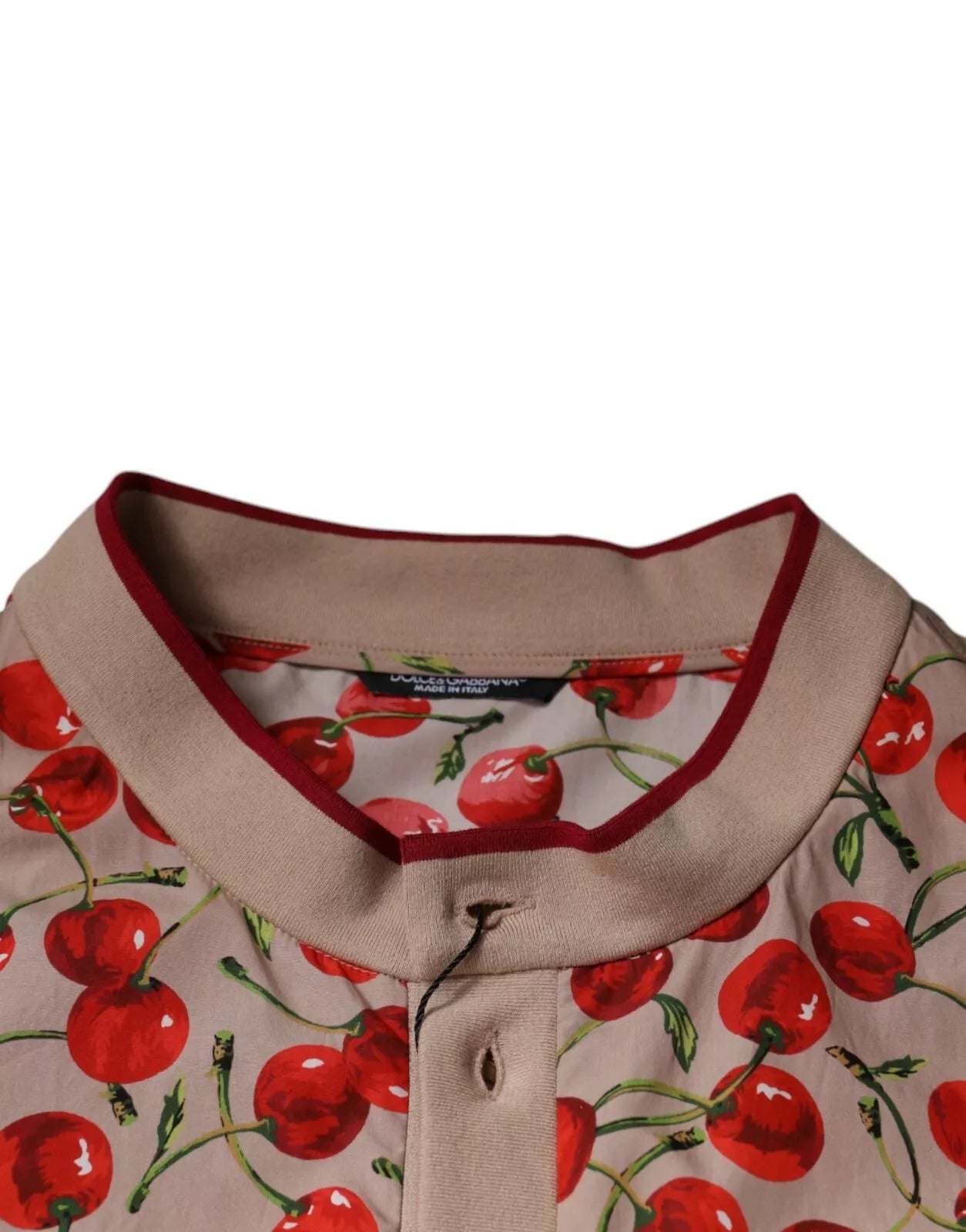 Dolce & Gabbana Beige Cherry Nylon Buttoned Casual Shirt | Regal Royce