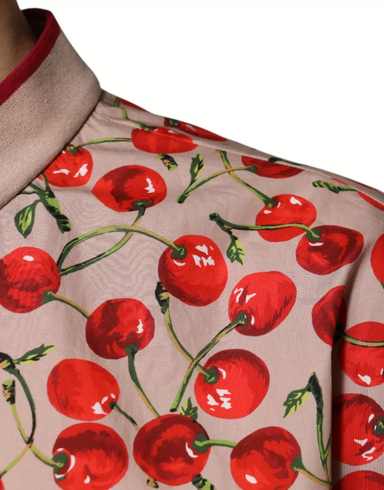 Dolce & Gabbana Beige Cherry Nylon Buttoned Casual Shirt | Regal Royce
