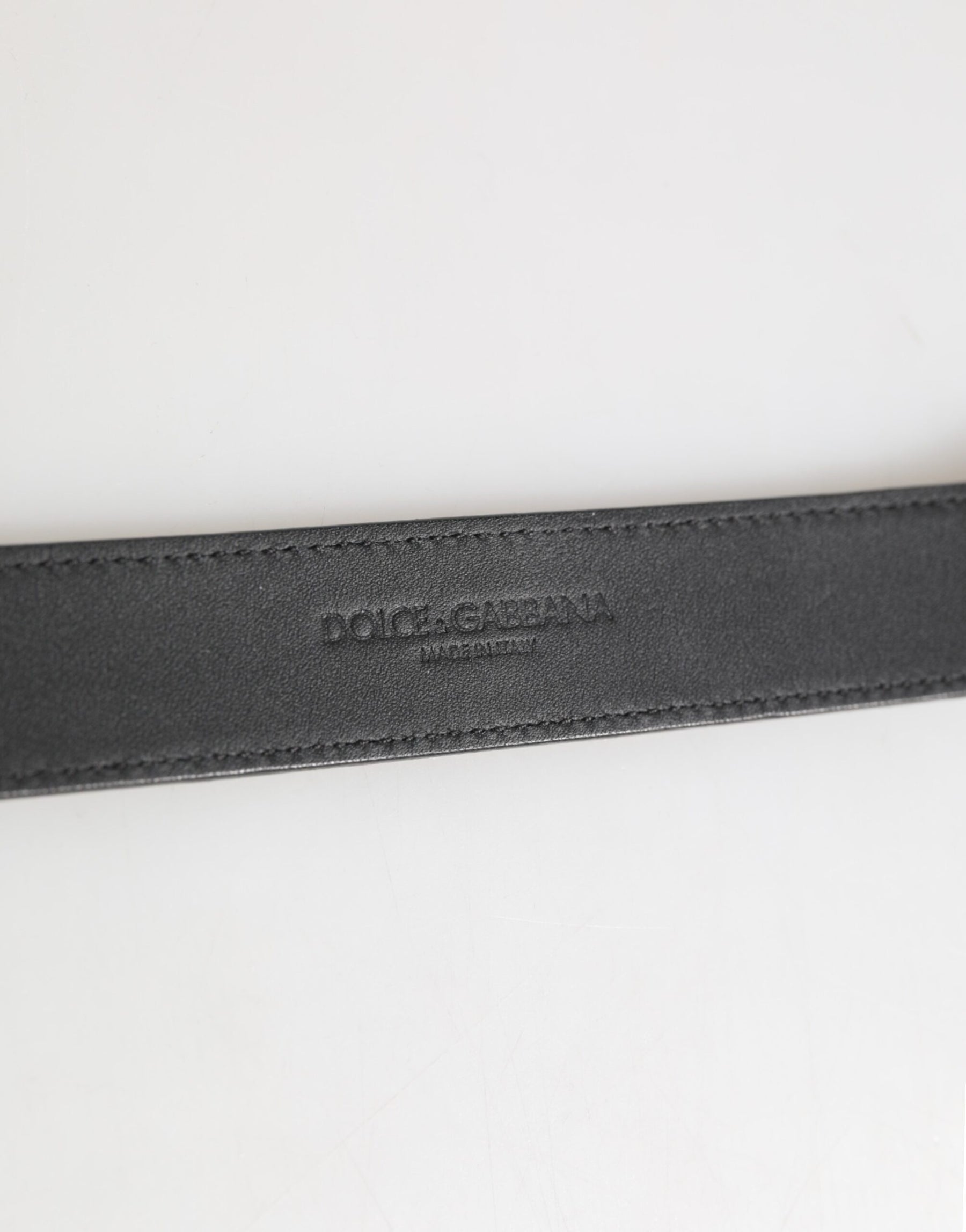 Dolce & Gabbana Silver Textured Leather Gold Tone Metal Neckband | Regal Royce