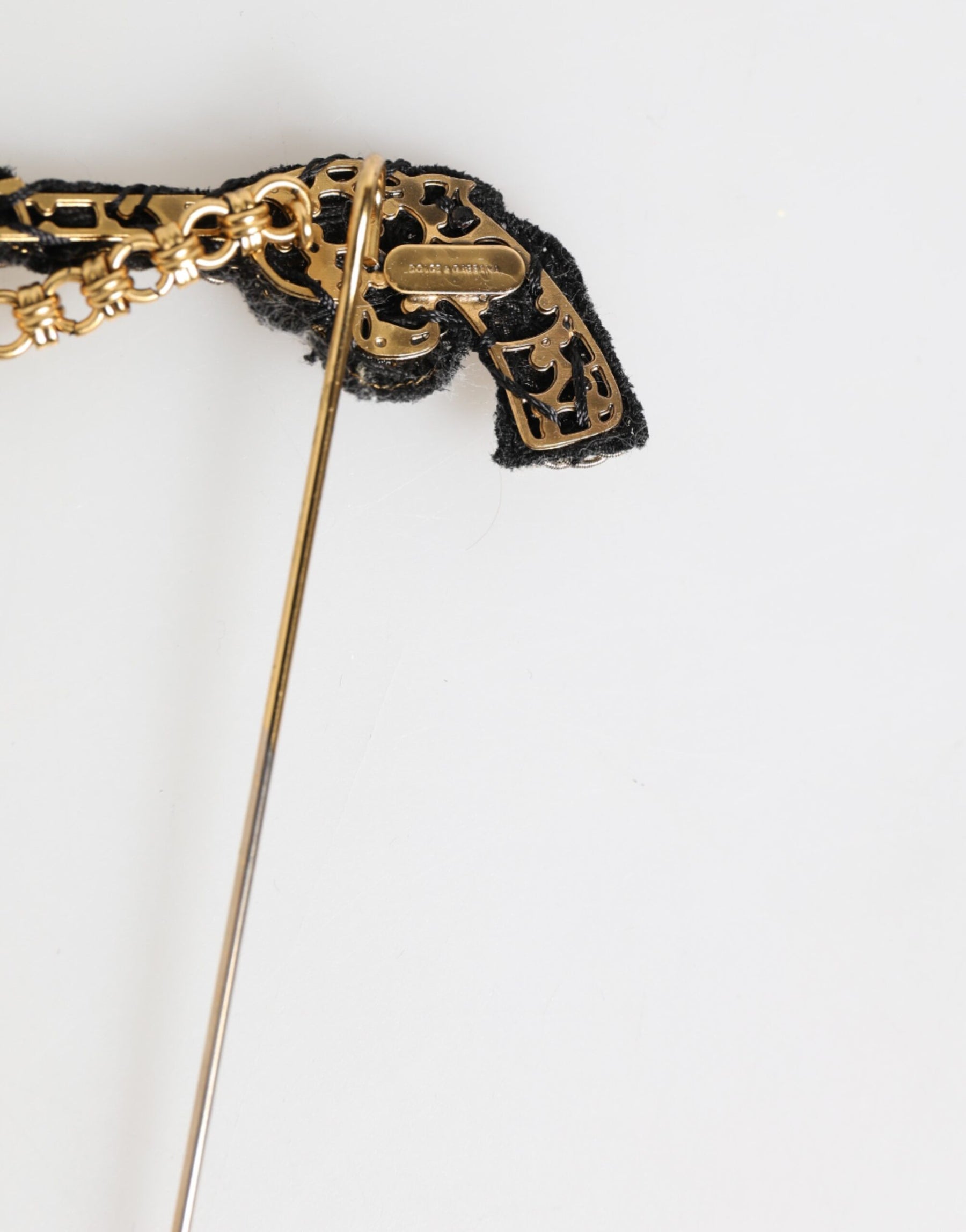 Dolce & Gabbana Lapel Pin Brass Copper Revolver Men Accessories Brooch | Regal Royce