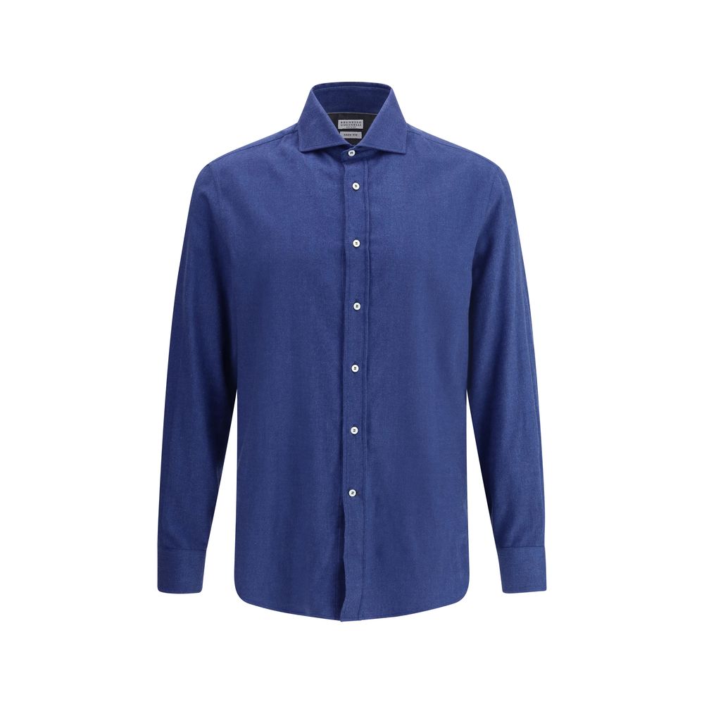 Brunello Cucinelli Blue Cotton Dress Shirt | Regal Royce