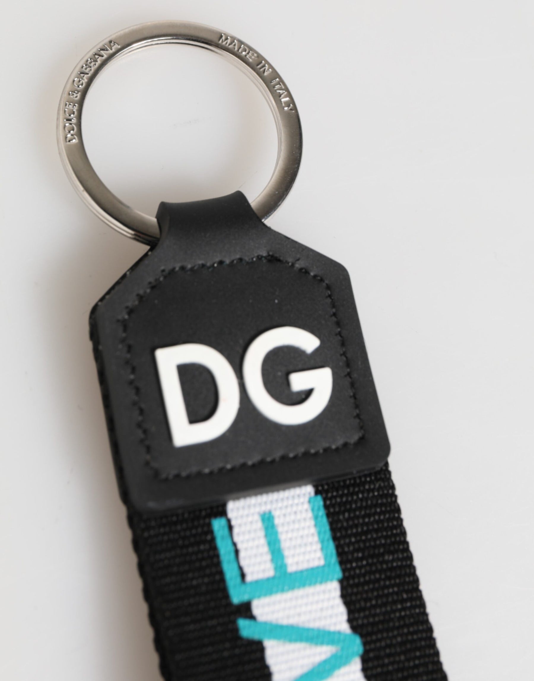 Dolce & Gabbana Multicolor Logo Polyester Brass Holder Keychain Keyring | Regal Royce