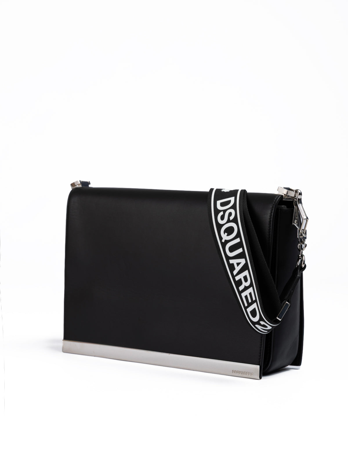 Dsquared² Black Leather Messenger Bag | Regal Royce